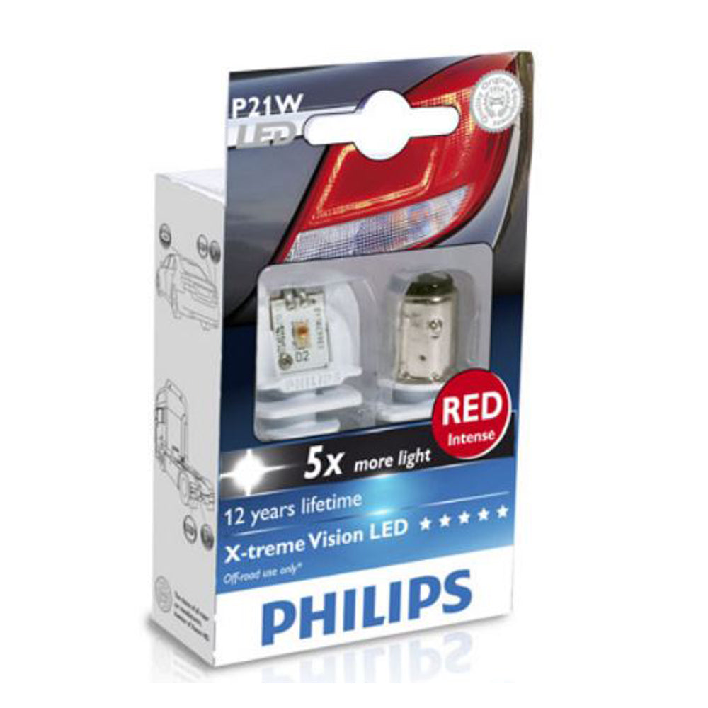 New Philips Globe P21W Led Red 12/24V (12898Rx2)