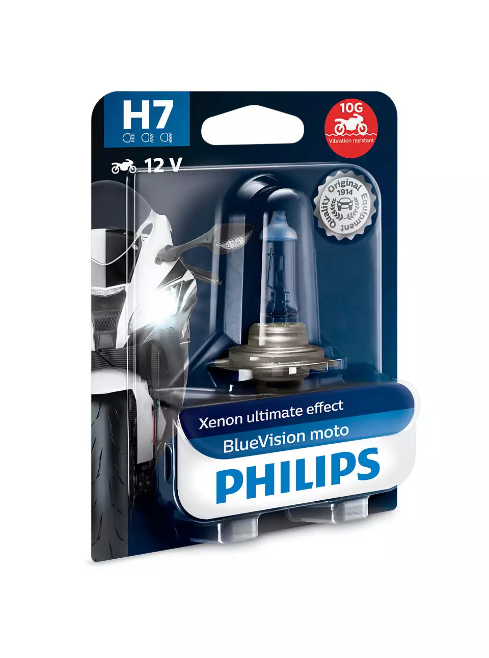 Philips Globe Motorcycle H7 12V 55W Single Blister Pack Blue Vision (12972Bvubw)