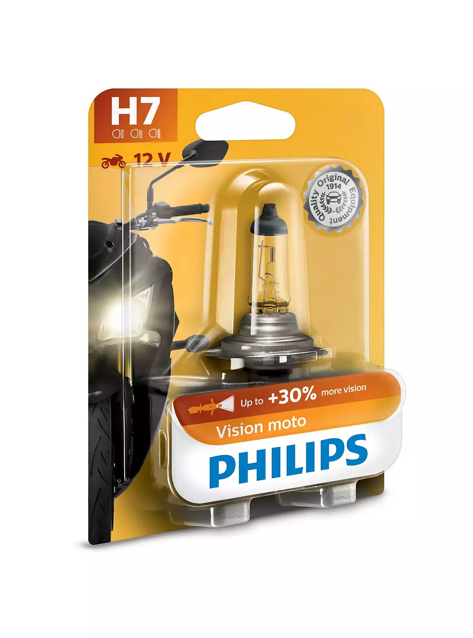 New Philips Globe Motorcycle H7 12V 55W Single Blister Pack Premium Vision