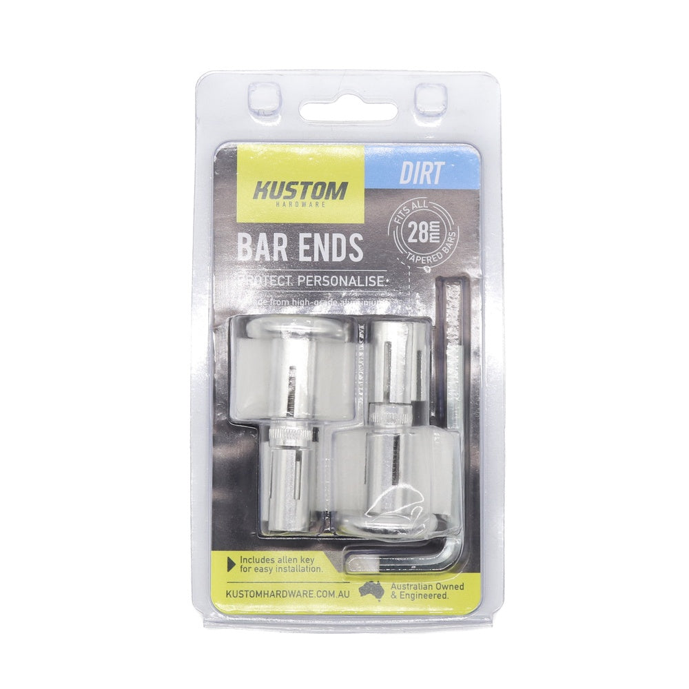 New KUSTOM HARDWARE Bar End Plug 28mm 3 Piece - Silver 17-BP3-10 | Australian Moto Spares