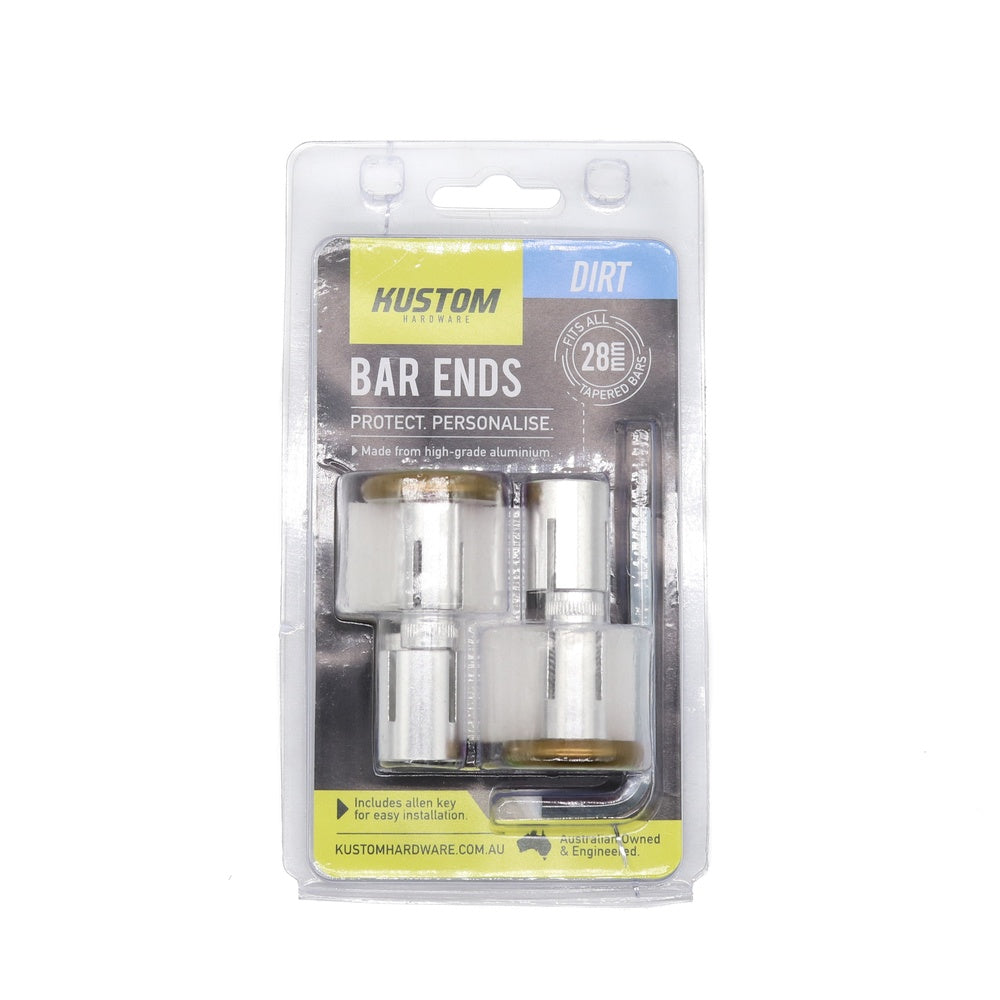 New KUSTOM HARDWARE Bar End Plug 28mm 3 Piece - Gold 17-BP3-11 | Australian Moto Spares