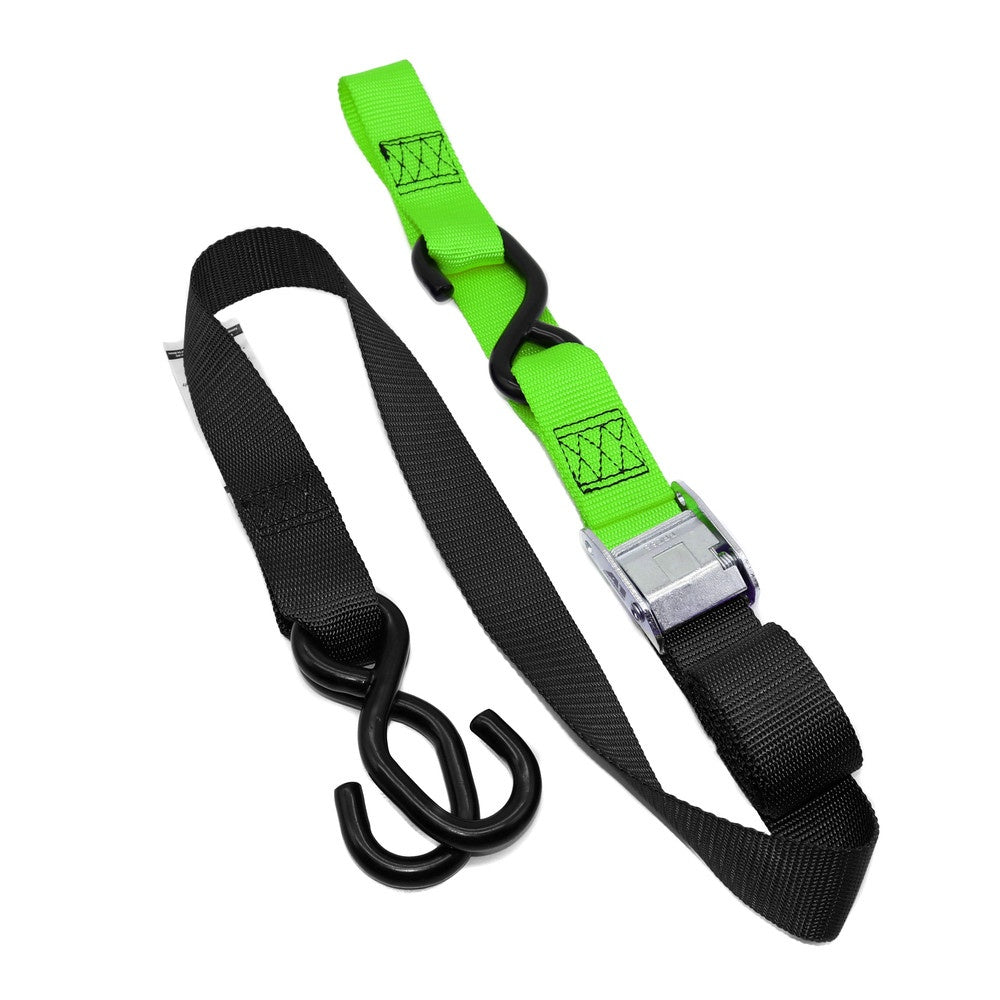 New KUSTOM MX Tie Down 38mm Twin Hook - Black/Green Loop 20-TD2-BG | Australian Moto Spares