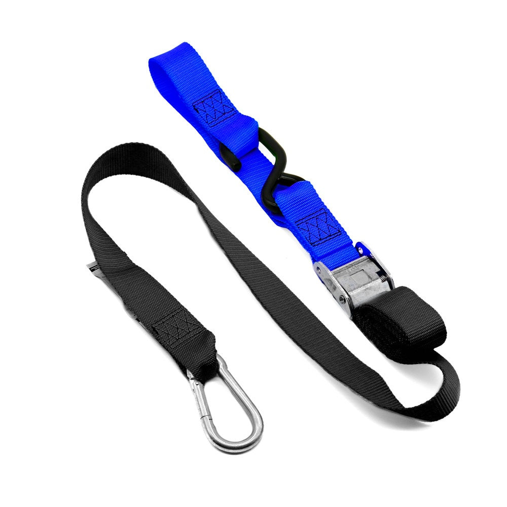 New KUSTOM MX Tie Down 38mm Snap Hook - Black/Blue Loop 20-TD4-BU | Australian Moto Spares