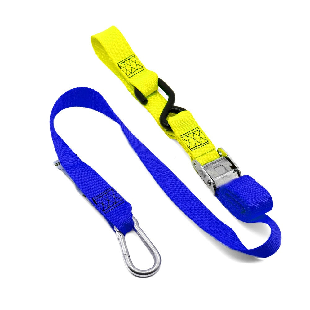 New KUSTOM MX Tie Down 38mm Snap Hook - Blue/Yellow Loop 20-TD4-UY | Australian Moto Spares