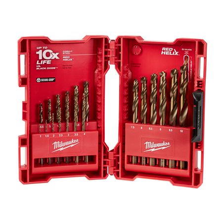New Milwaukee Red Helix Cobalt Drill Bit Set 19Pc - 48892530