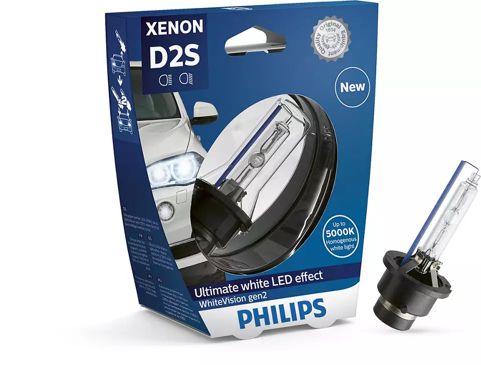 New Philips Globe D2S Whitevision Gen2 (85122Whv2S1)