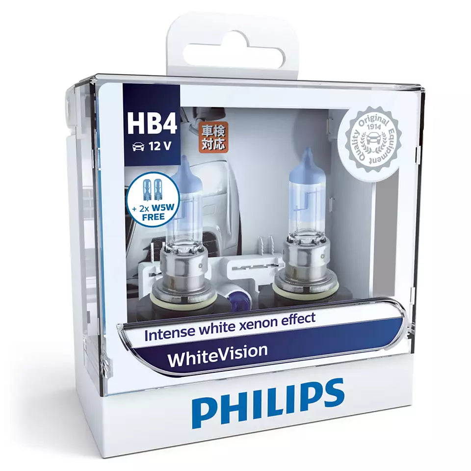 NEW PHILIPS GLOBE HB4 W5W 51W TWIN PACK WHITE VISION ULTRA