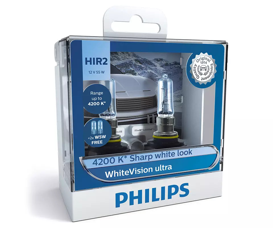 New Philips Globe Hir2 12V 55W Twin Pack White Vision Ultra (9012Wvusm)