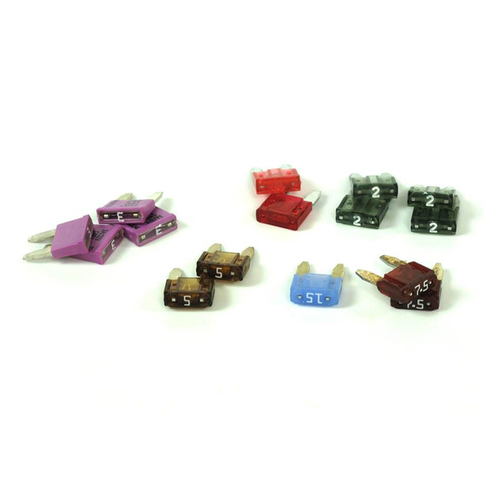 New DENALI Assorted Fuse Mini ATC 15 pieces INC 2amp Thru 15amp #DETT00015