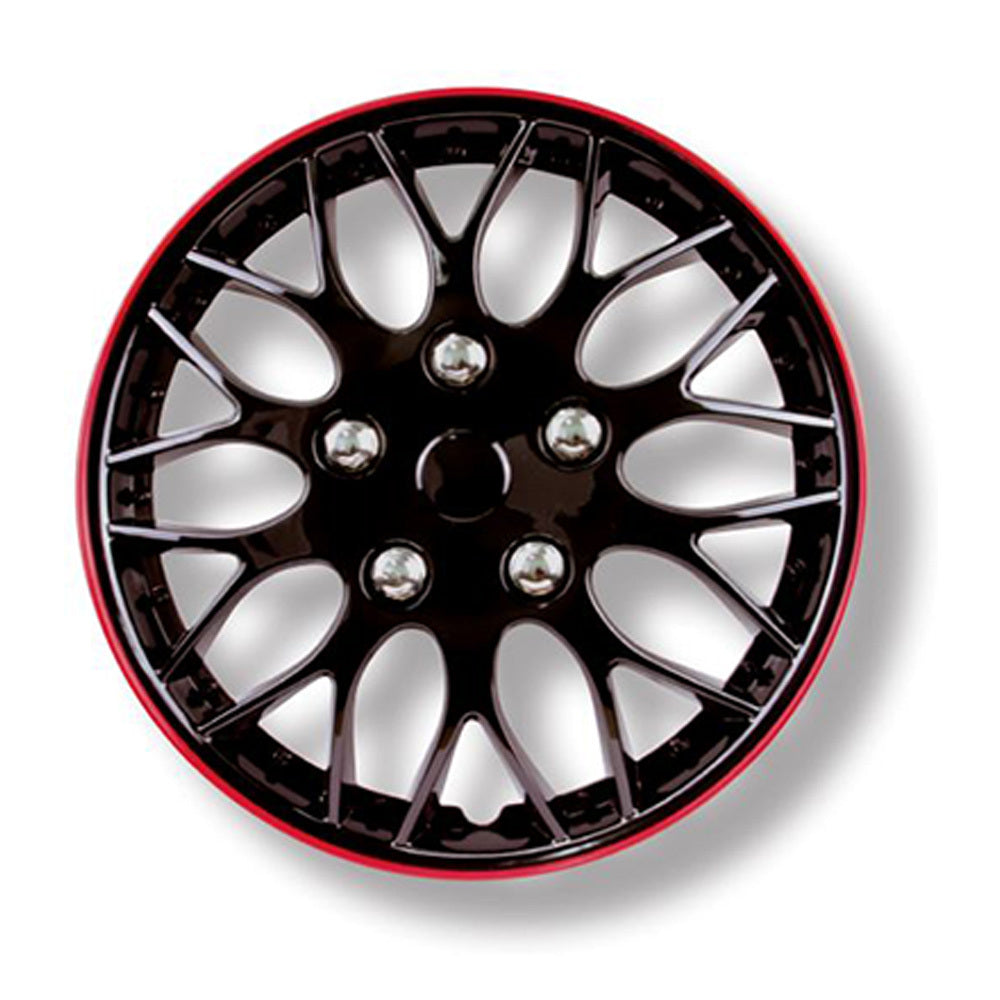 New GEAR-X Ice Black & Red Rim TANTILLA Wheel Cover 15'' Set of 4 GXP970IB/R-15