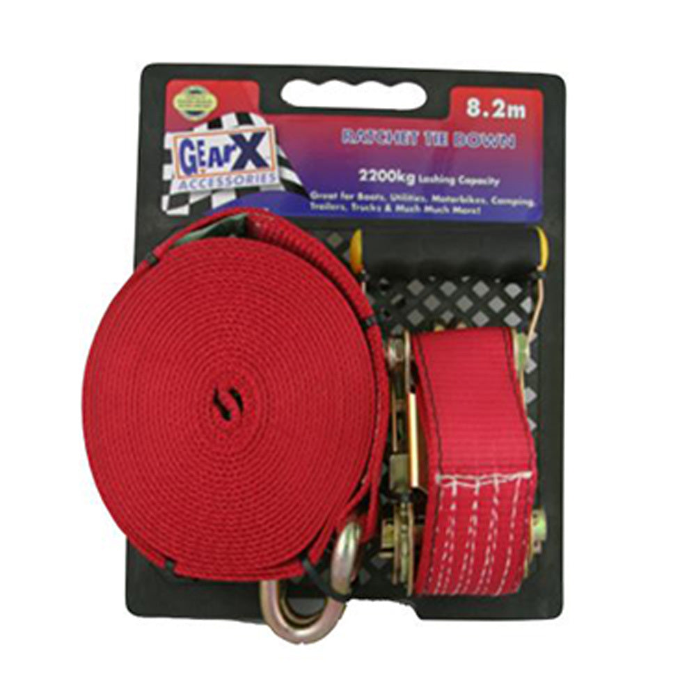 New GEAR-X Super Heavy Duty 8.0m Ratchet Tie Down Working Load 2200Kg GXRTD63100