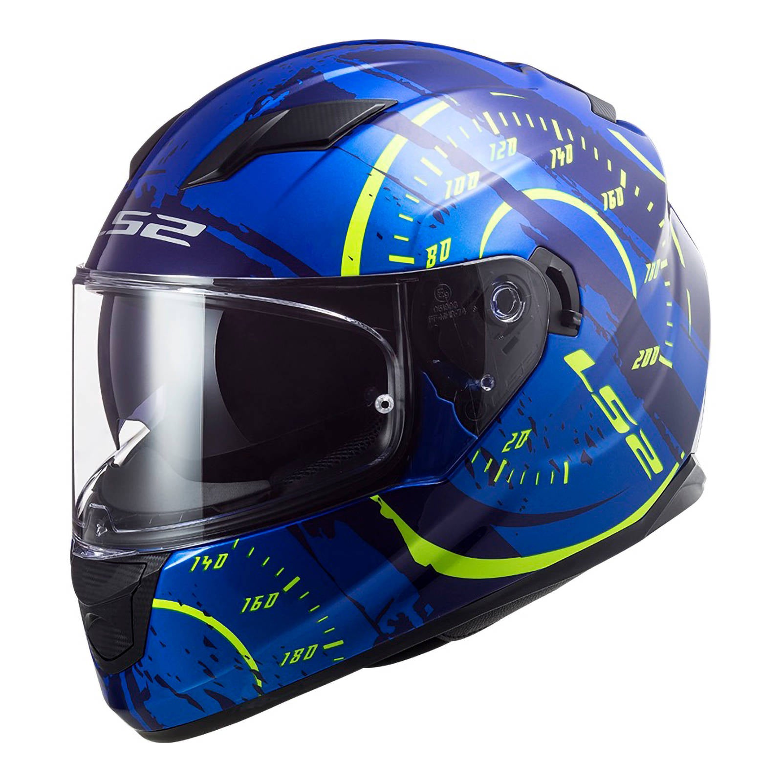 New LS2 FF320 Stream EVO Tacho Helmet - Blue / Hi-Vis (S) #LS2FF320TACBLYS