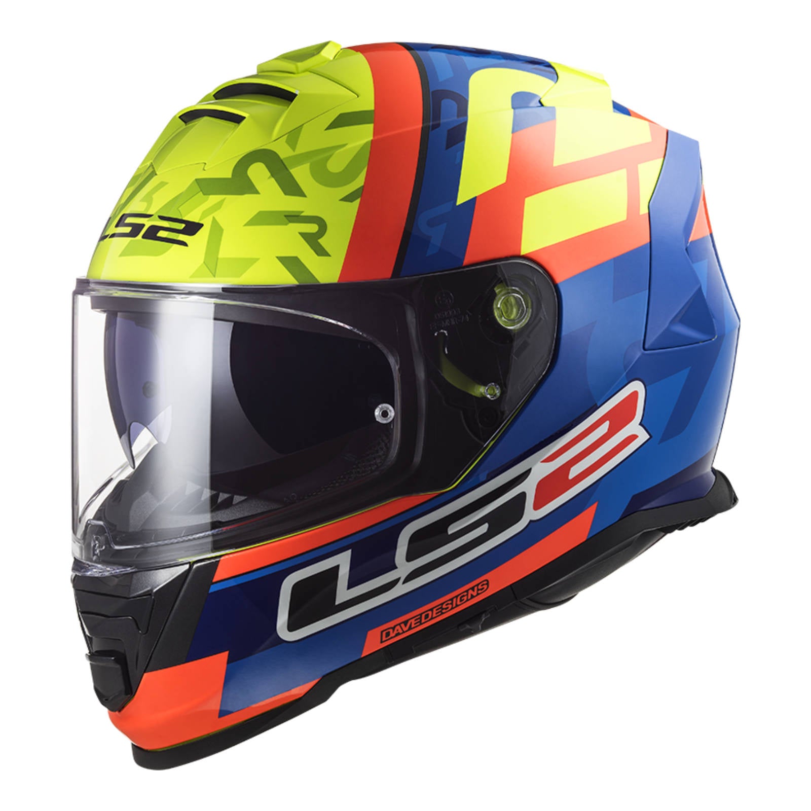New LS2 FF800 Storm Salvador Replica Helmet-Matte Yellow/Blue/Orange (2XL)
