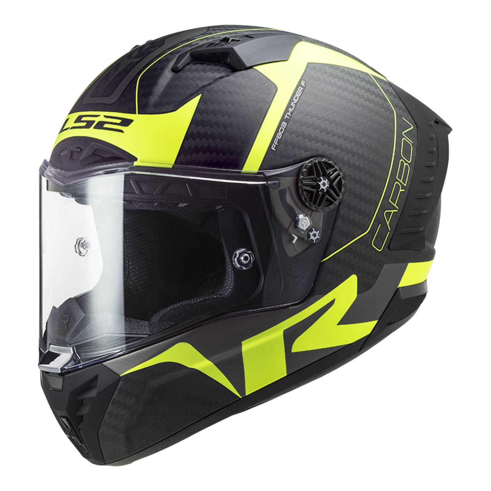 New LS2 Ff805C Thunder Carbon Helmet - Hi-Vis / Yellow (2XL) LS2FF805BLKHVY6K2XL