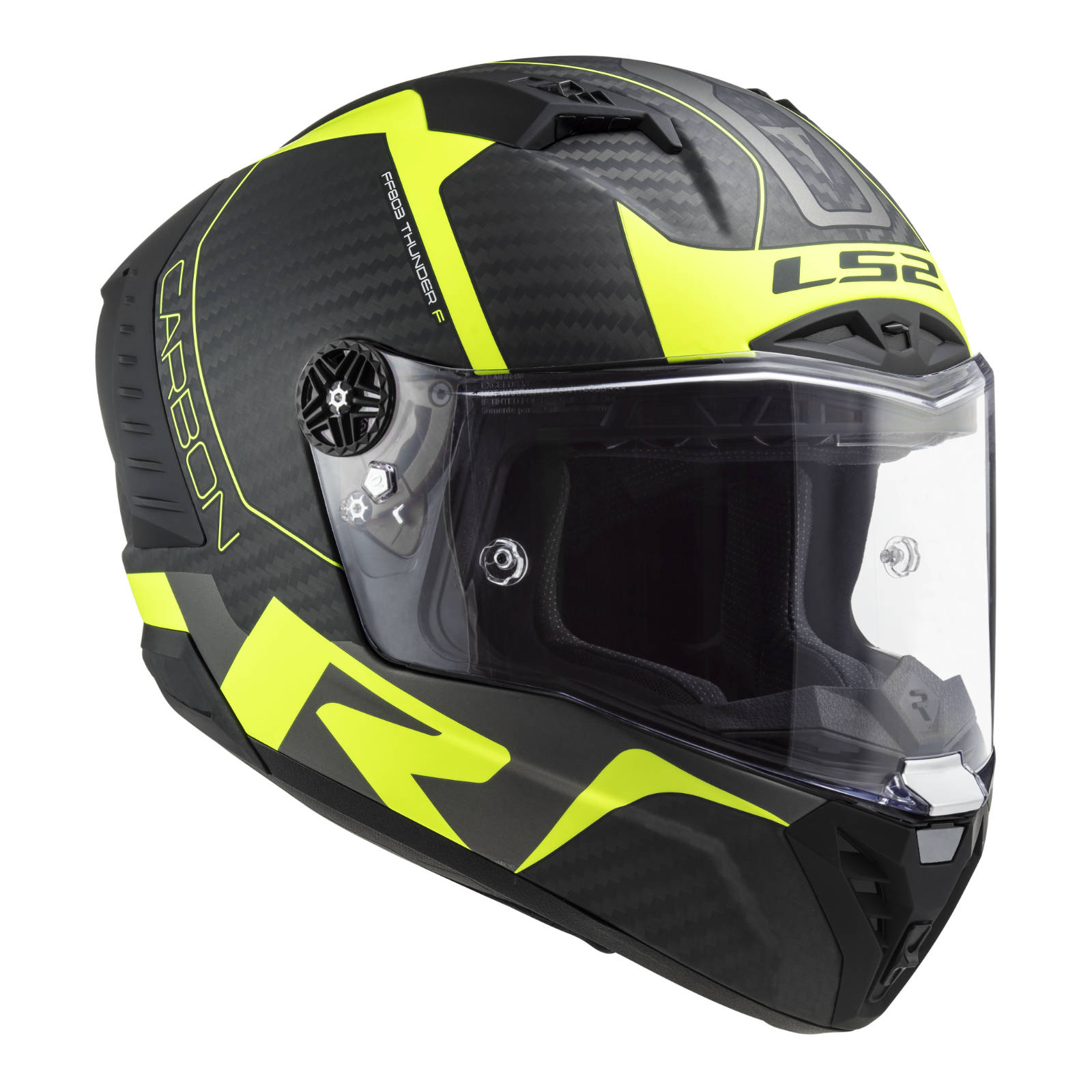 New LS2 FF805C Thunder Carbon Helmet - Hi-Vis / Yellow (S) #LS2FF805BLKHVY6KS