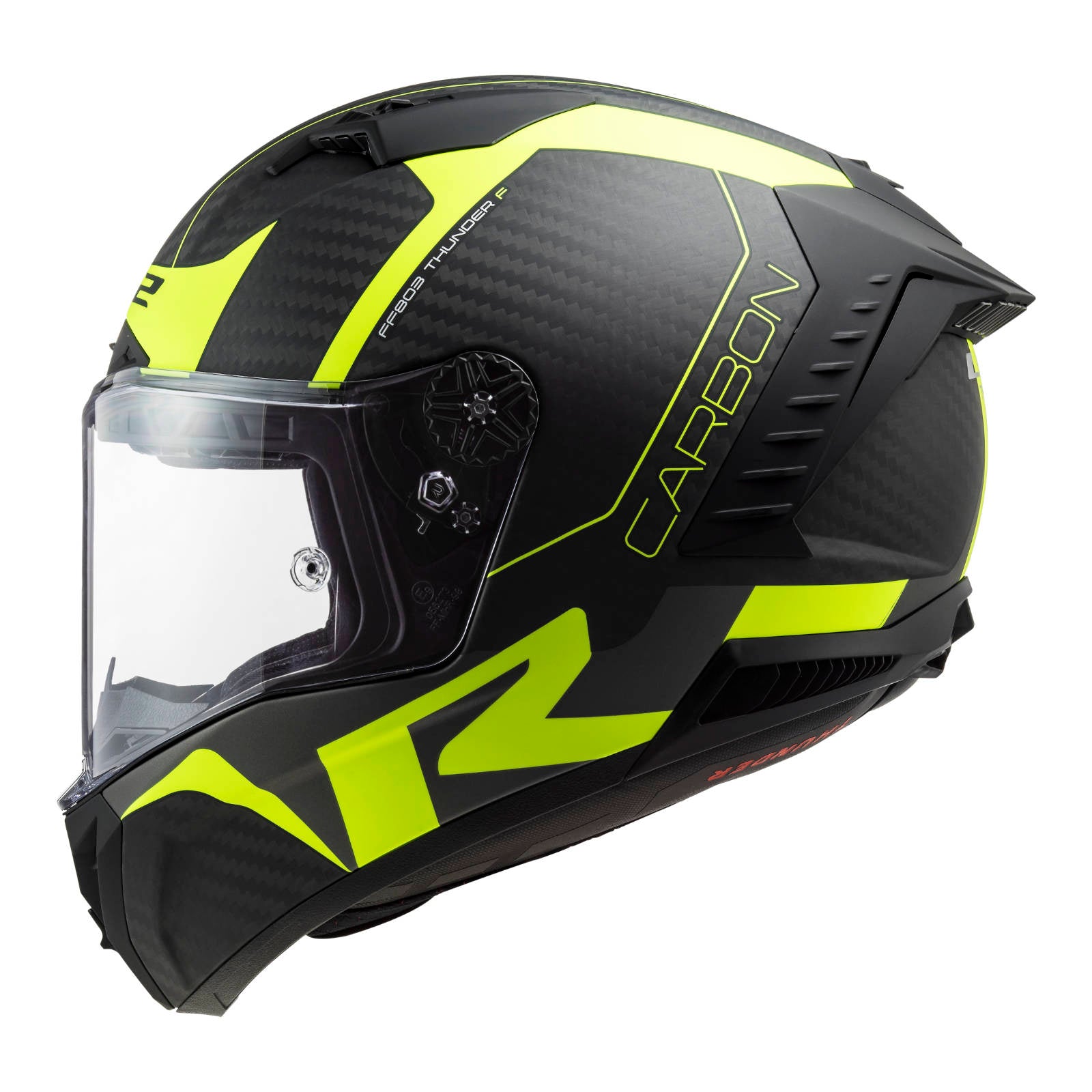 New LS2 FF805C Thunder Carbon Helmet - Hi-Vis / Yellow (XS) #LS2FF805BLKHVY6KXS