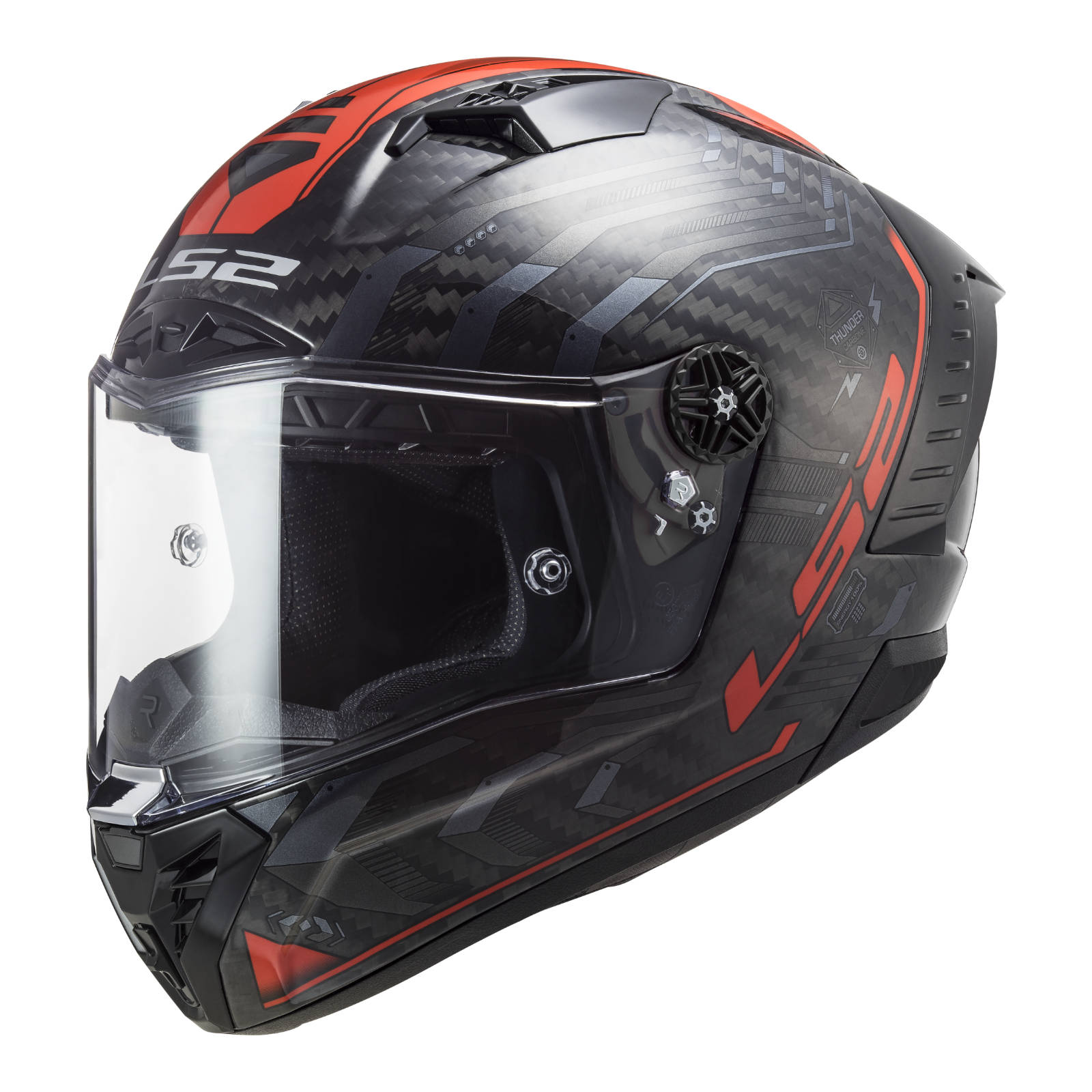 LS2 FF805 Thunder Carbon Sputnik Helmet - Gloss Metal / Red (M) #LS2FF805METREDM