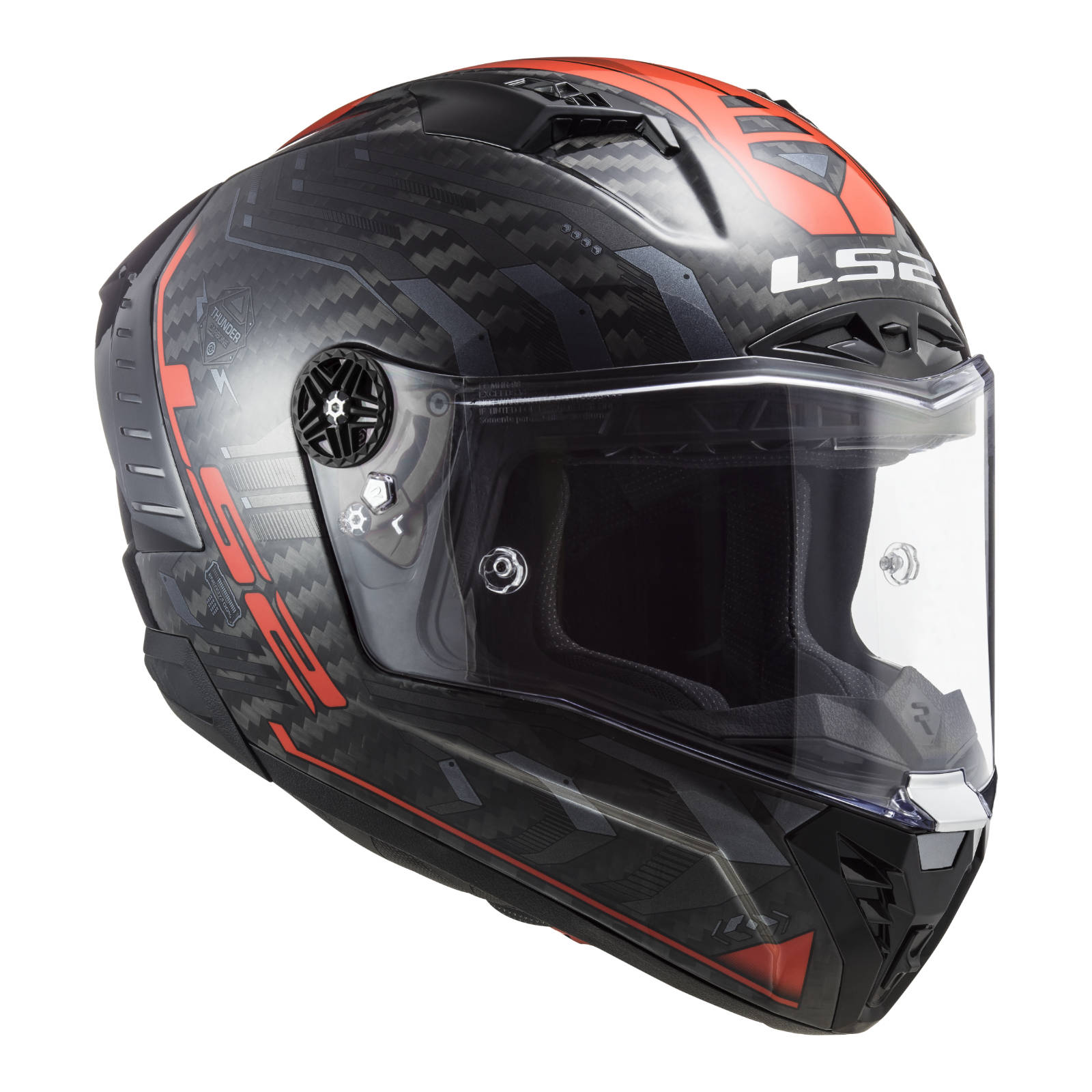 LS2 FF805 Thunder Carbon Sputnik Helmet - Gloss Metal / Red (M) #LS2FF805METREDM