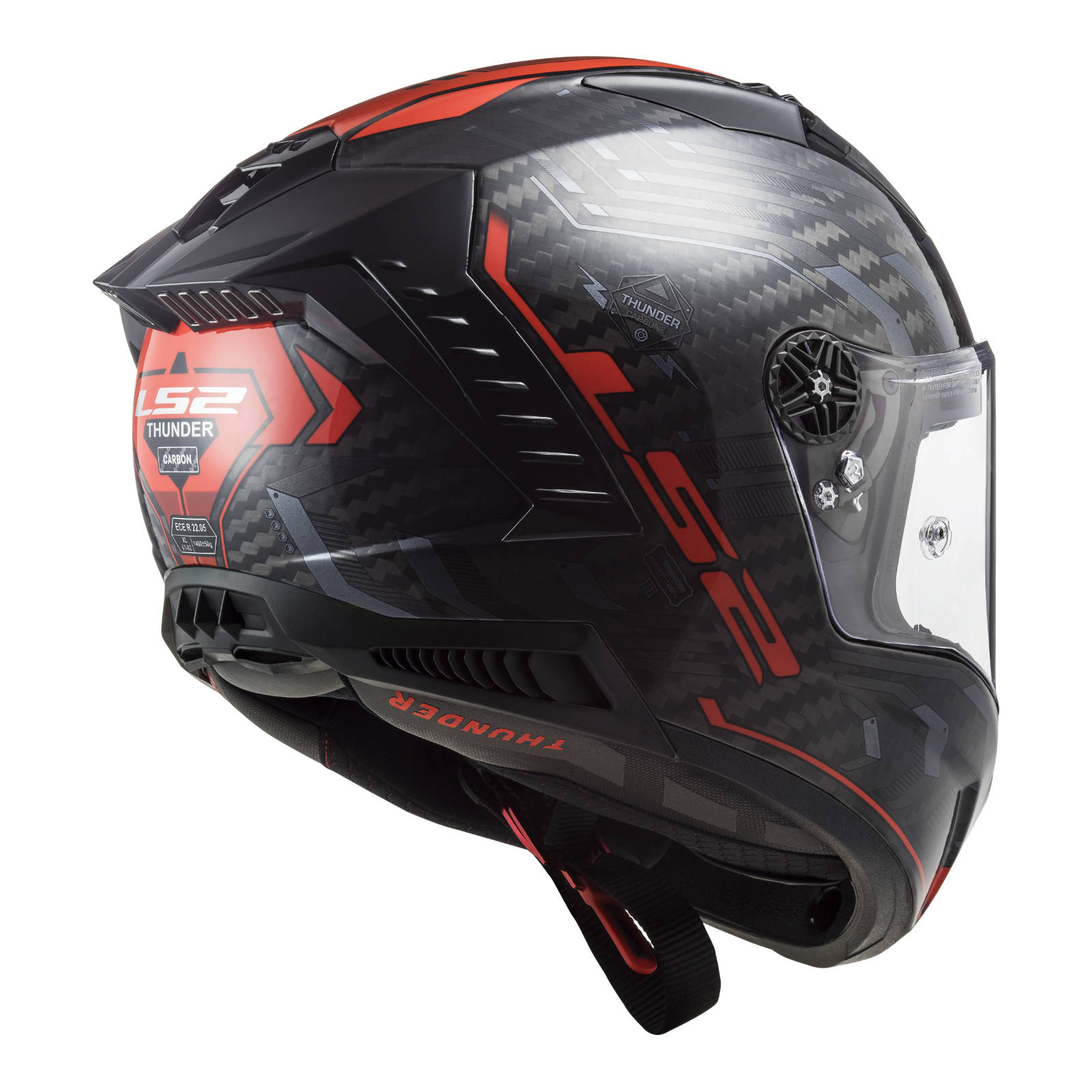 LS2 FF805 Thunder Carbon Sputnik Helmet - Gloss Metal / Red (S) #LS2FF805METREDS