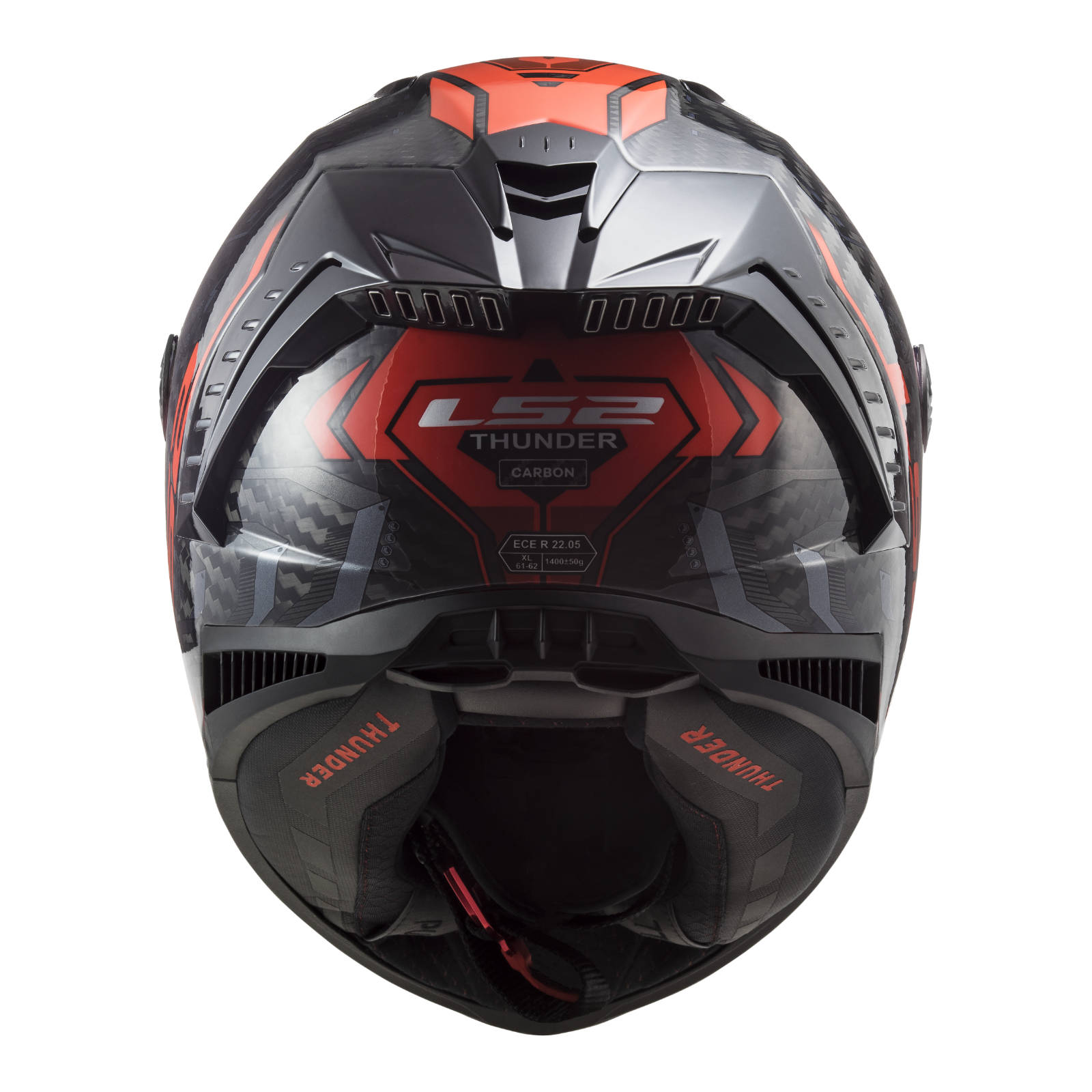 LS2 FF805 Thunder Carbon Sputnik Helmet - Gloss Metal/Red (XL) #LS2FF805METREDXL