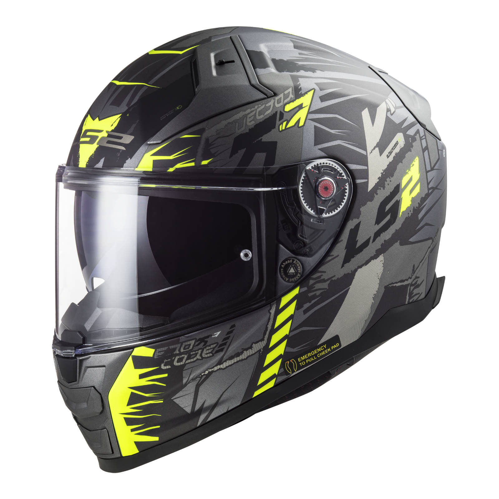 LS2 FF811 Vector II Techbot Helmet - Matte Titanium / Hi-Vis / Yellow (2XL)