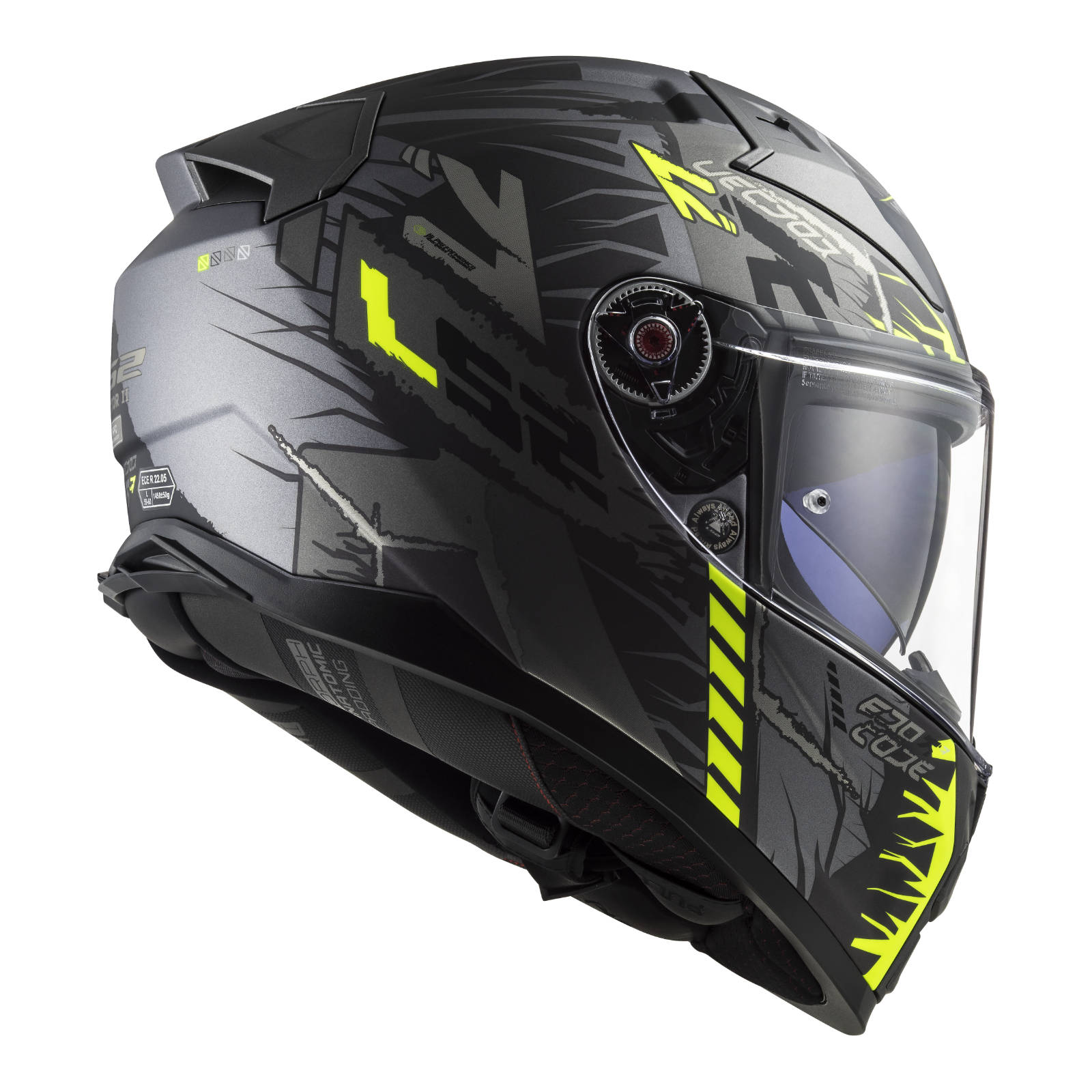 LS2 FF811 Vector II Techbot Helmet - Matte Titanium / Hi-Vis / Yellow (S)