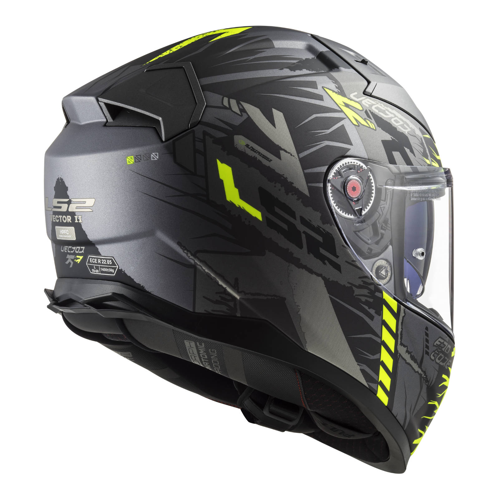 LS2 FF811 Vector II Techbot Helmet - Matte Titanium / Hi-Vis / Yellow (XL)