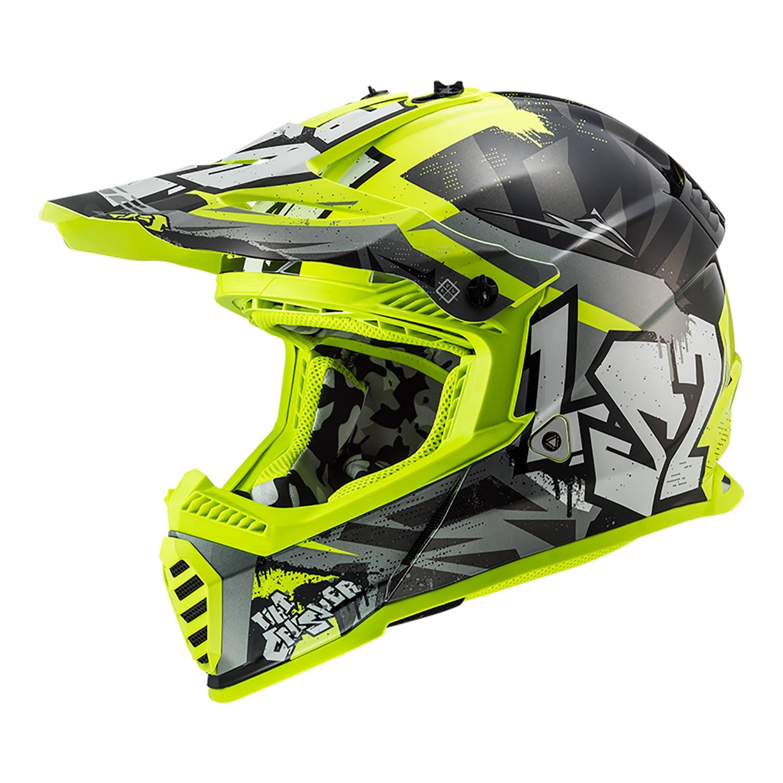 New LS2 MX437J FAST MINI EVO CRUSHER BLK//GRY//HI-VIS YEL YL LS2MX437JCRBYYL