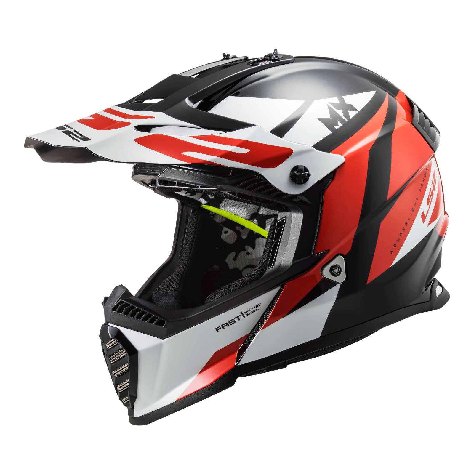 LS2 MX437J Fast EVO Strike Mini Helmet - Black / White / Red (YOUTH L)