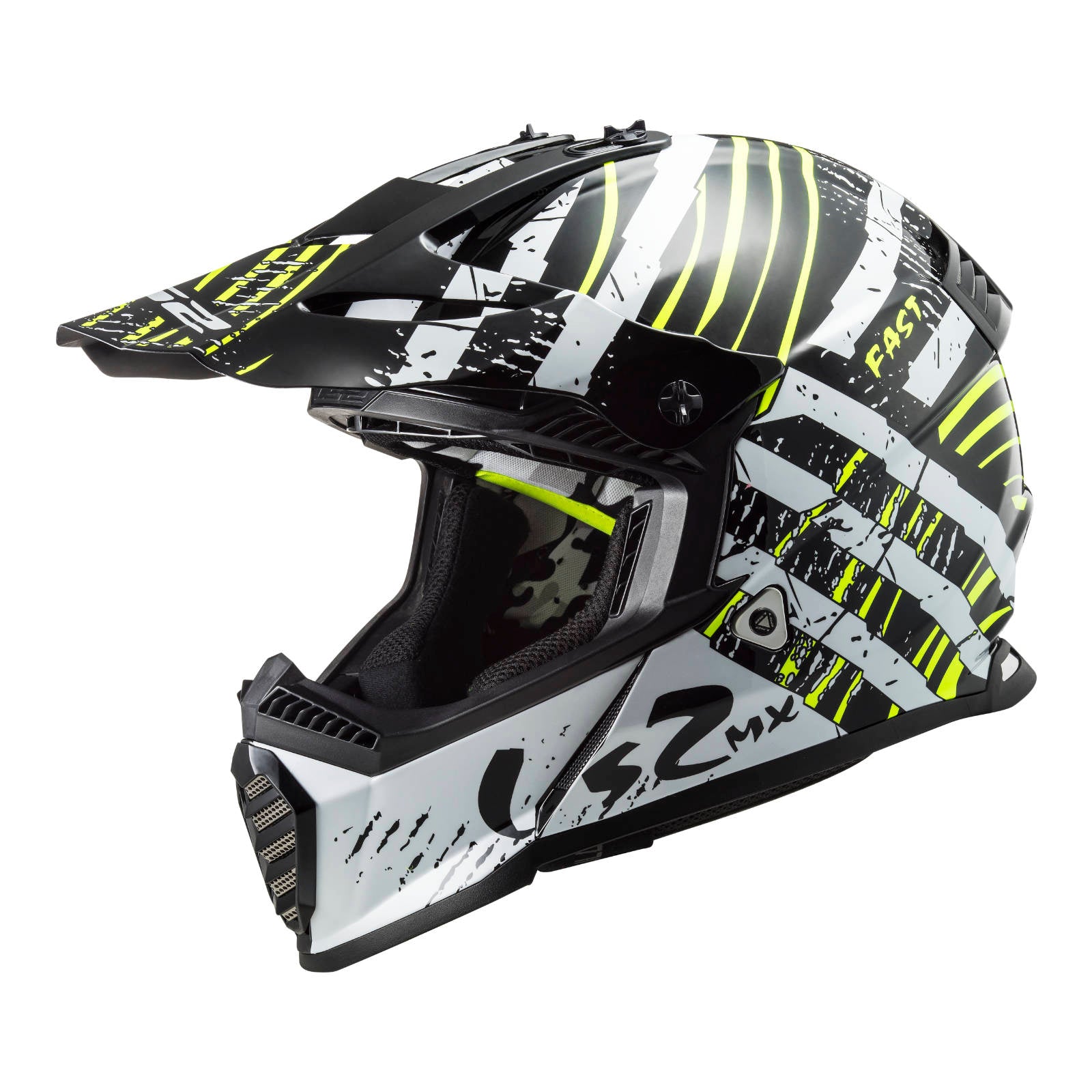 New LS2 MX437 Fast EVO Verve Helmet - Black / White (2XL) #LS2MX437VERVE2XL
