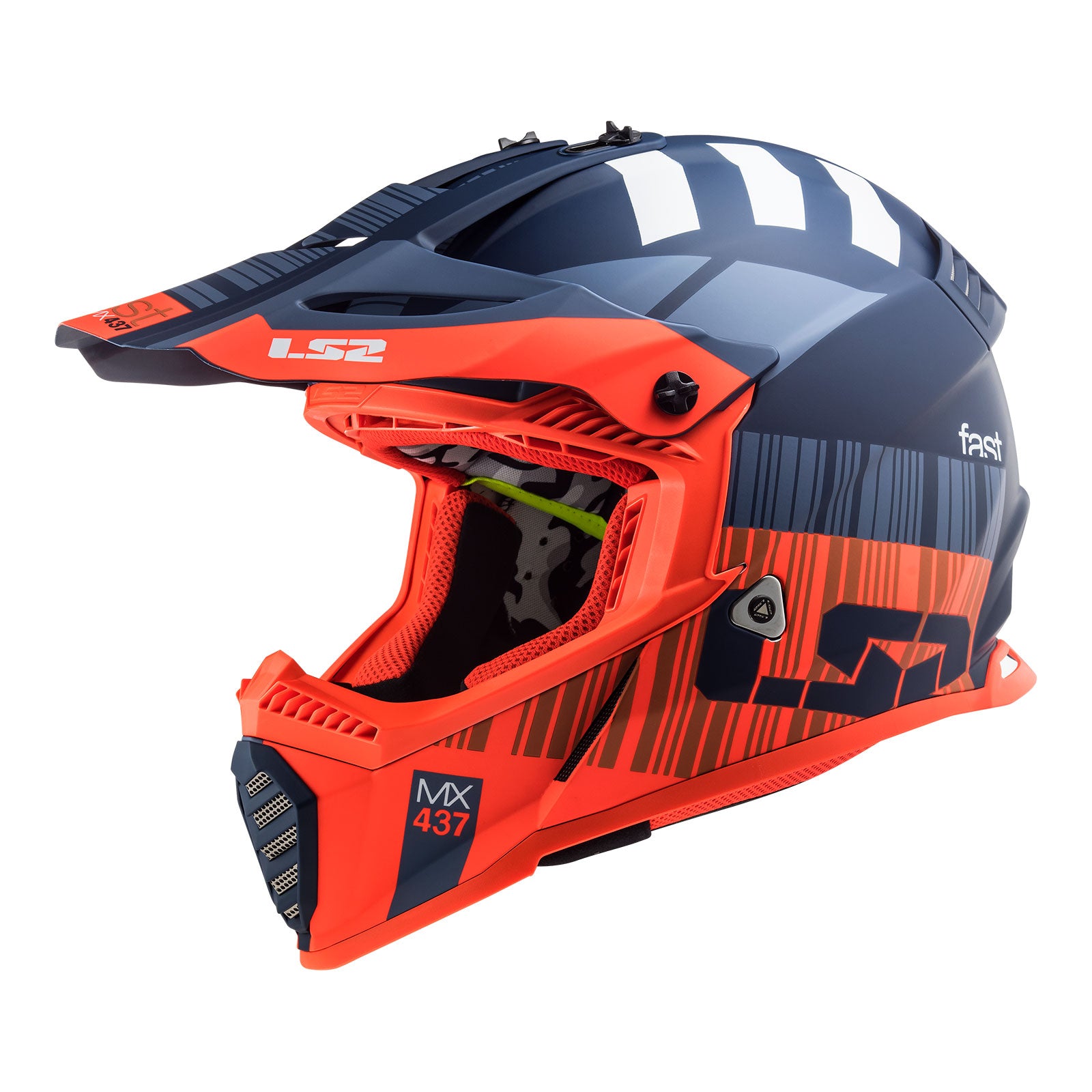 New LS2 MX437 Fast EVO Xcode Helmet Matte Blue / Orange (3XL) #LS2MX437XCOBO3XL