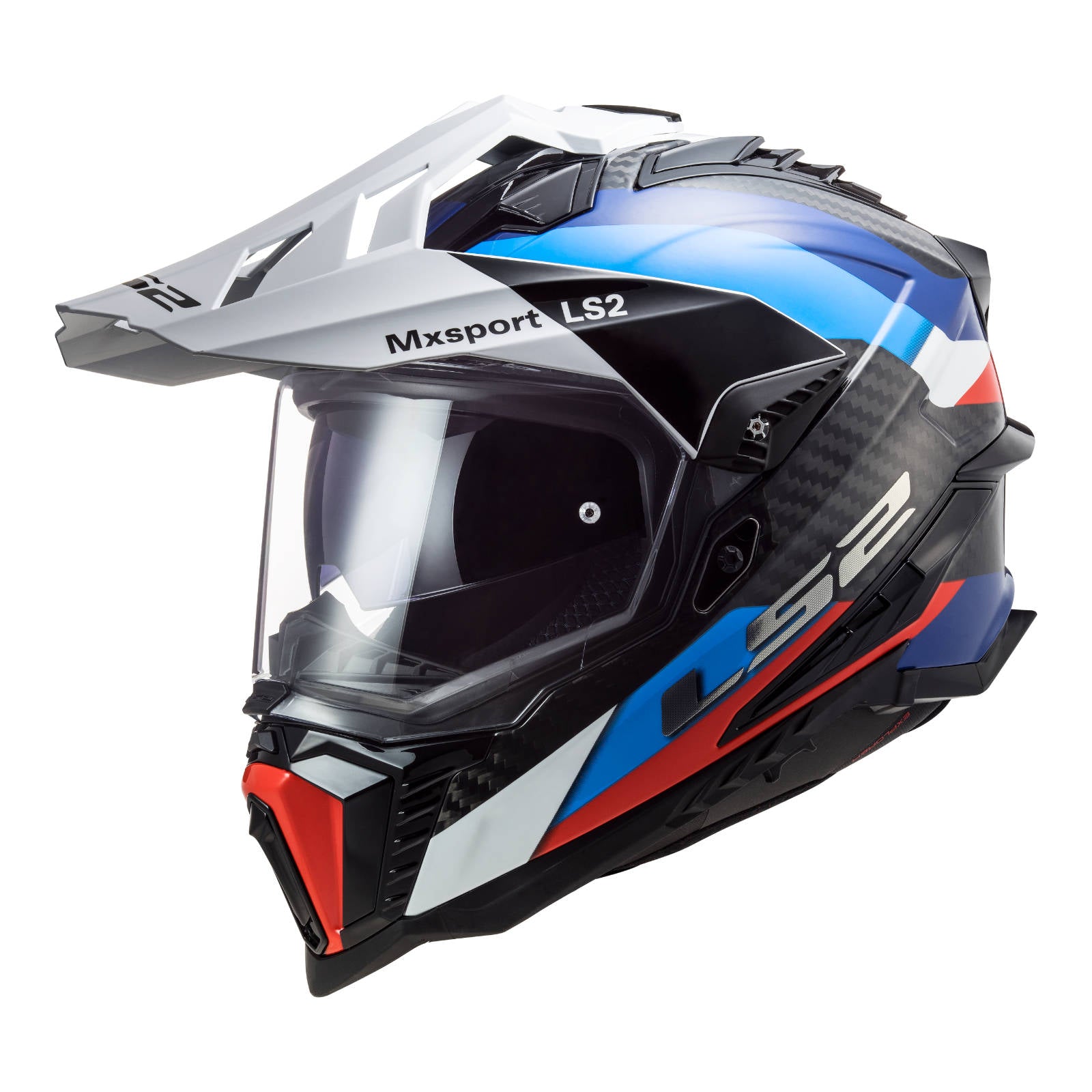 New LS2 Mx701 Explorer Carbon Frontier Helmet Black/Blue SM LS2MX701EXPCBLKTITS