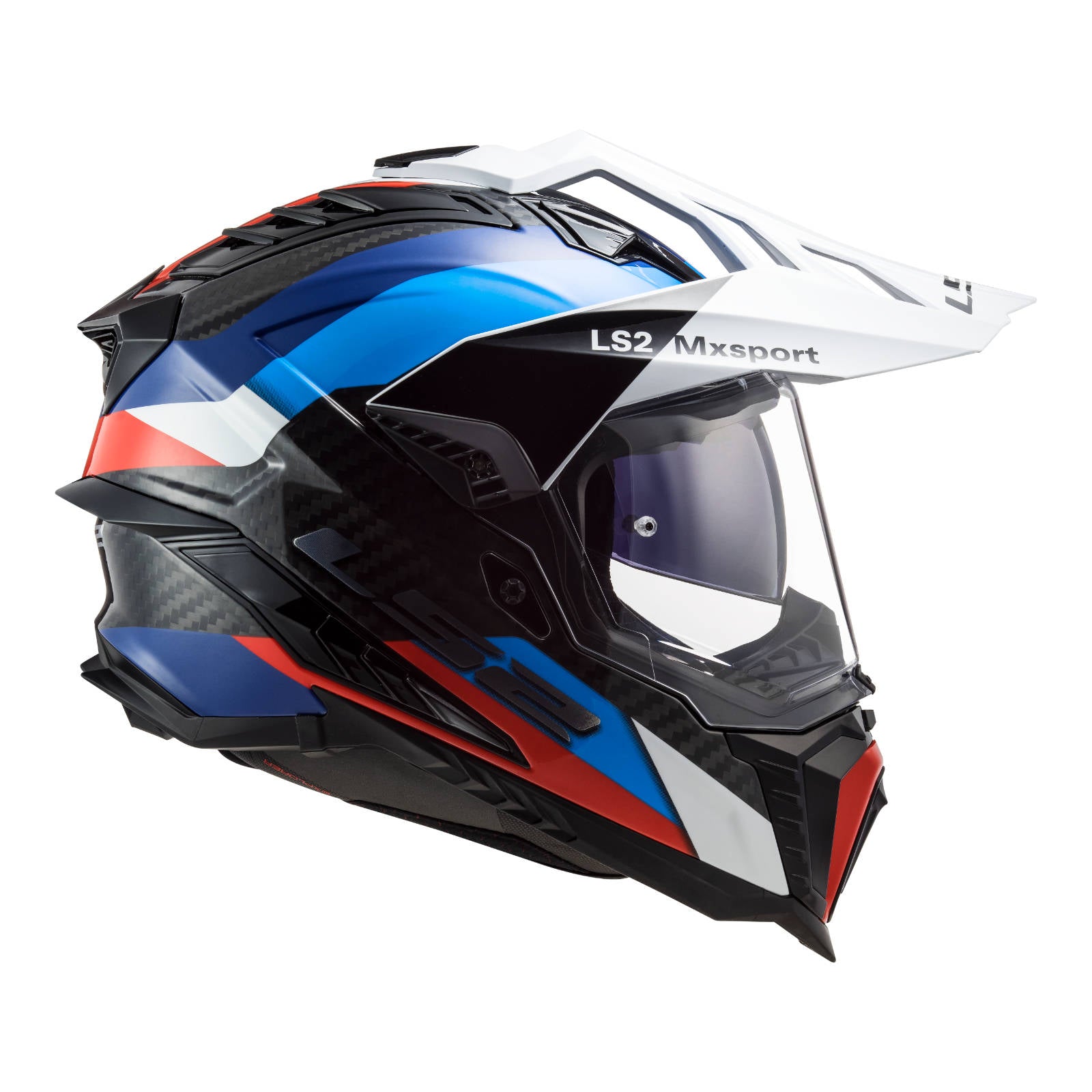 New LS2 Mx701 Explorer Carbon Frontier Helmet Black/Blue XL LS2MX701EXPCBLKTITXL