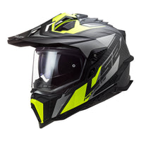 New LS2 Explorer Carbon Focus Helmet - Matte Titanium / Hi-Vis Yellow (2XL)