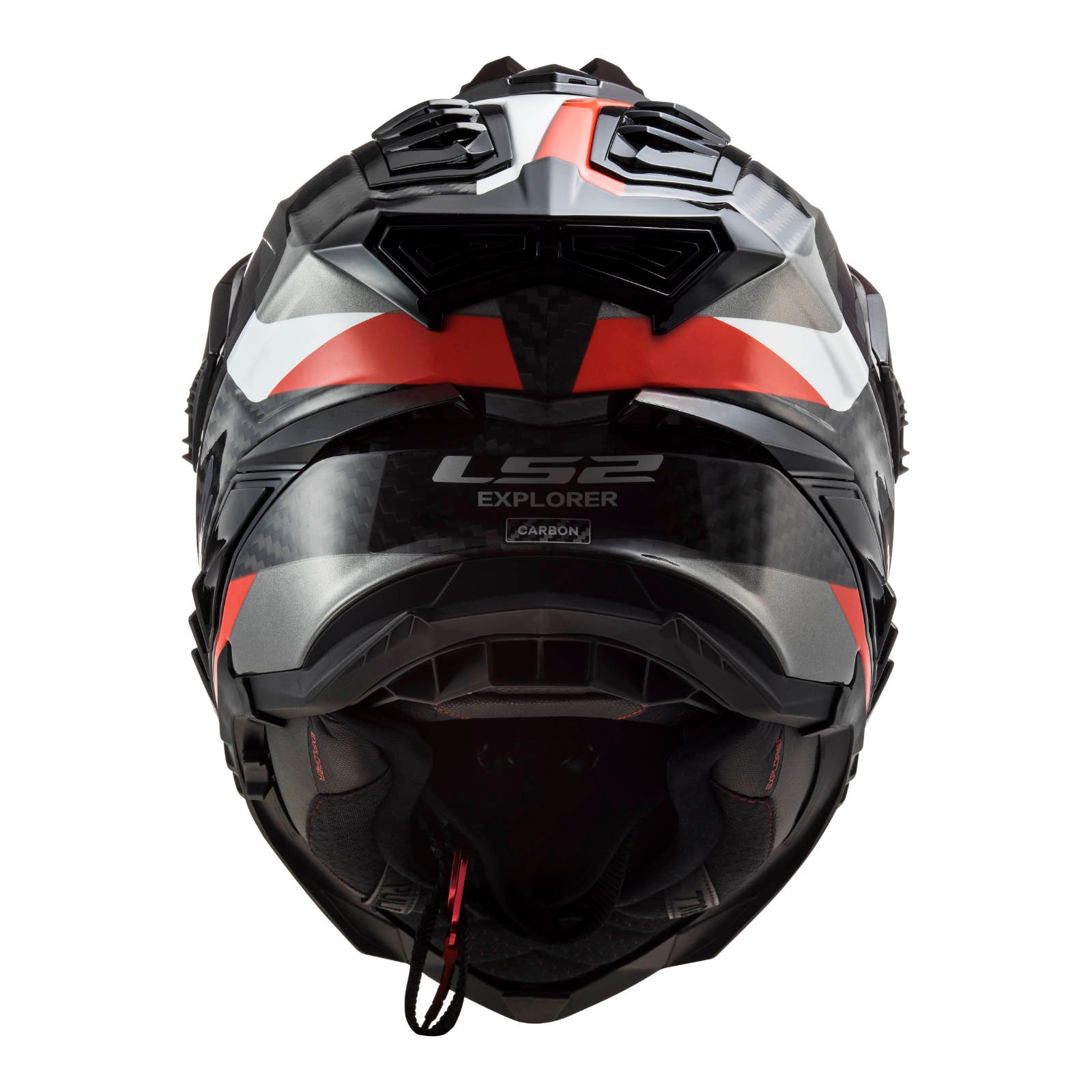 New LS2 Mx701 Explorer Carbon Frontier Helmet - Titanium / Red (M) LS2MX701EXPCTITRM