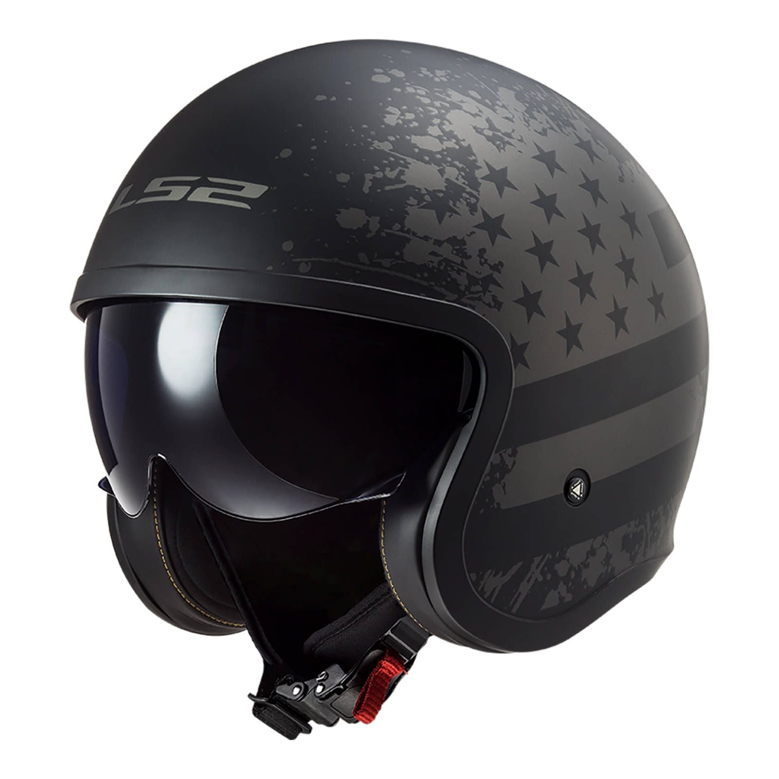 LS2 OF599 Spitfire Black Flag Helmet - Matte Black / Titanium (2XL)