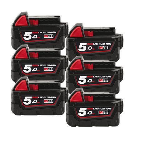 Milwaukee M18 Redlithium-Ion 5.0 Ah Extended Capacity Battery 6 Pack 18v 1y WTY