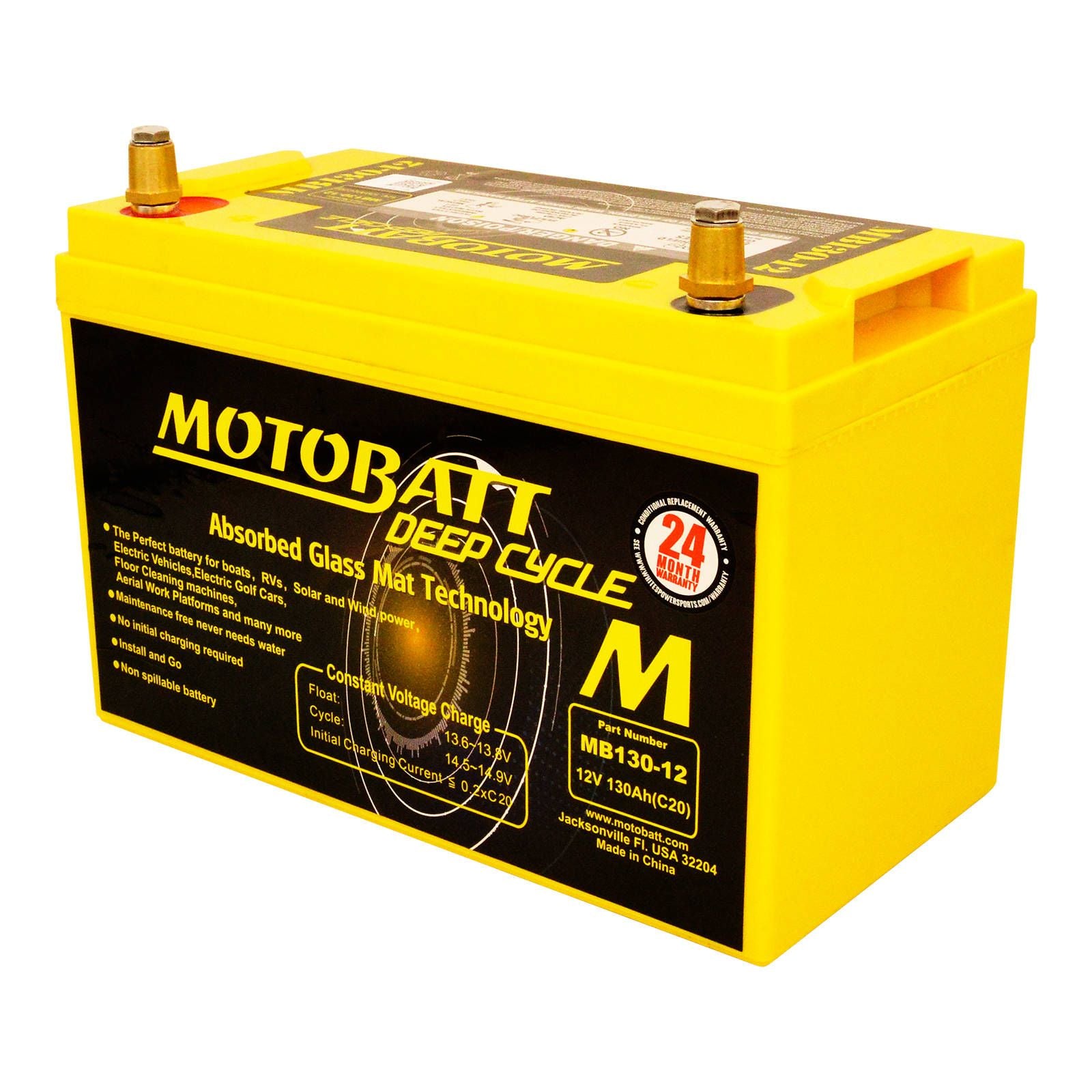 New MOTOBATT MB130 Deep Cycle AGM 130AH /C20 #MBDC130
