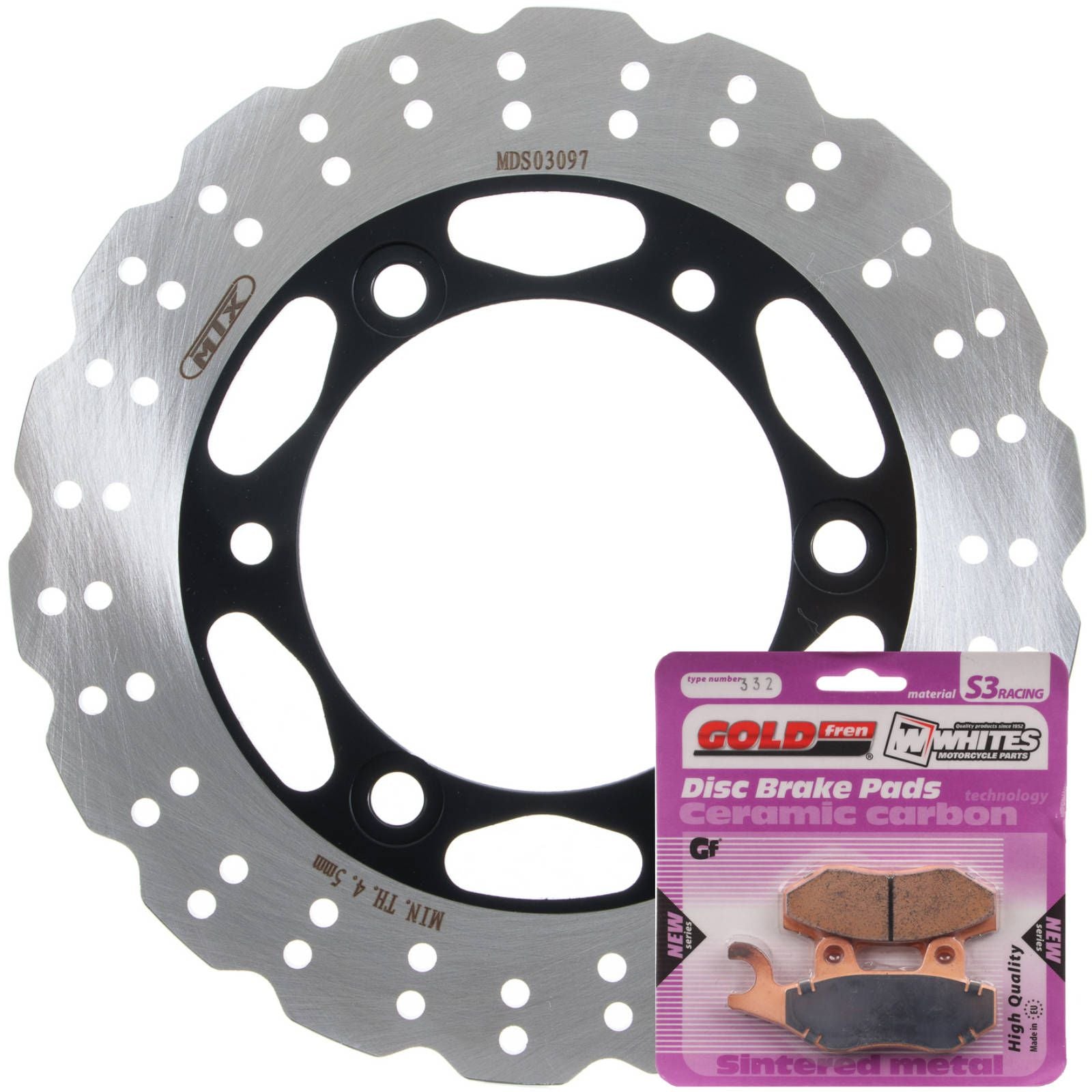 MTX Brake Disc & Pad Kit - Rear For Kawasaki EX300 Ninja 2013-2017 - WAVE