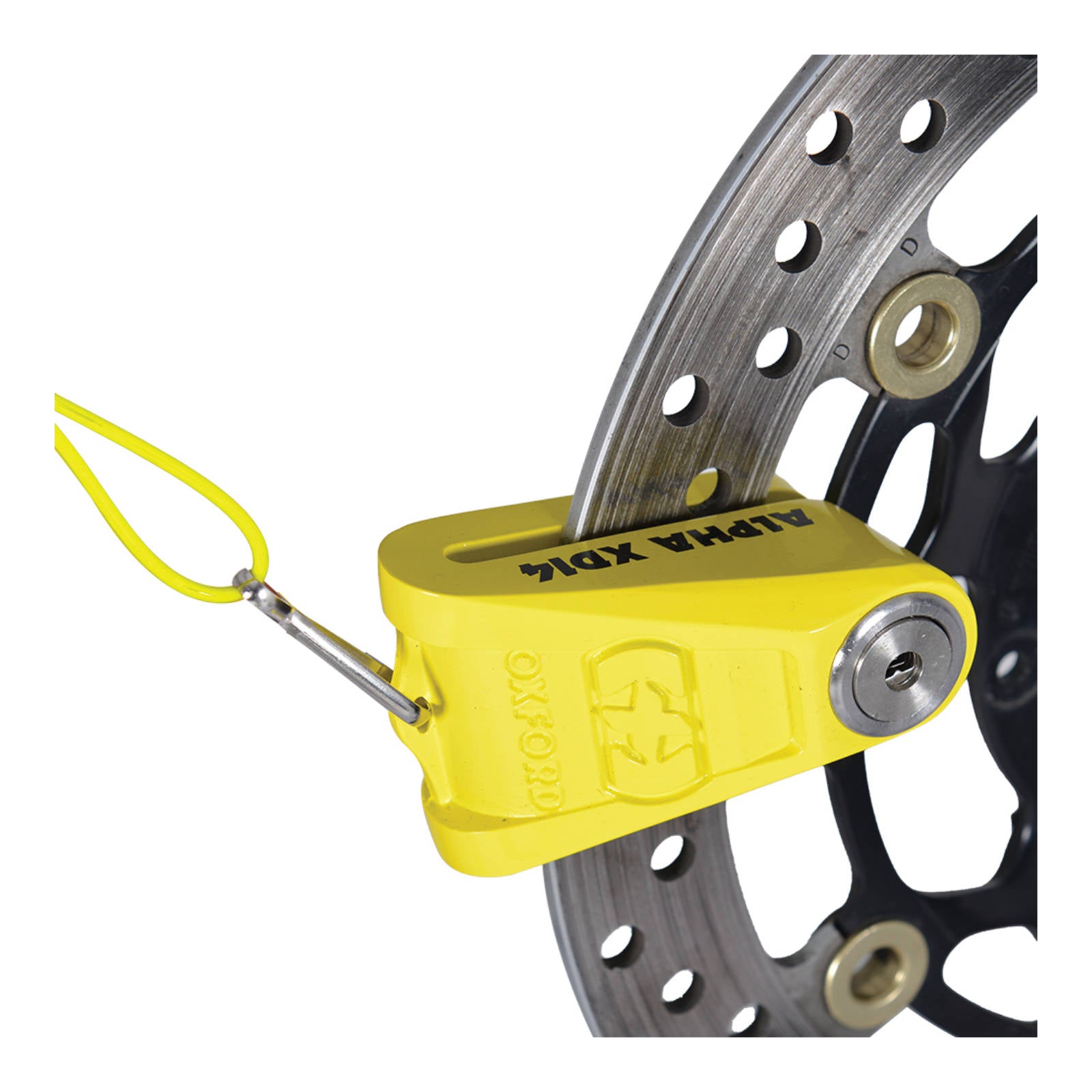 New OXFORD Alpha XD14 Stainless Disc Lock (14mm Pin) - Yellow #OXLK276
