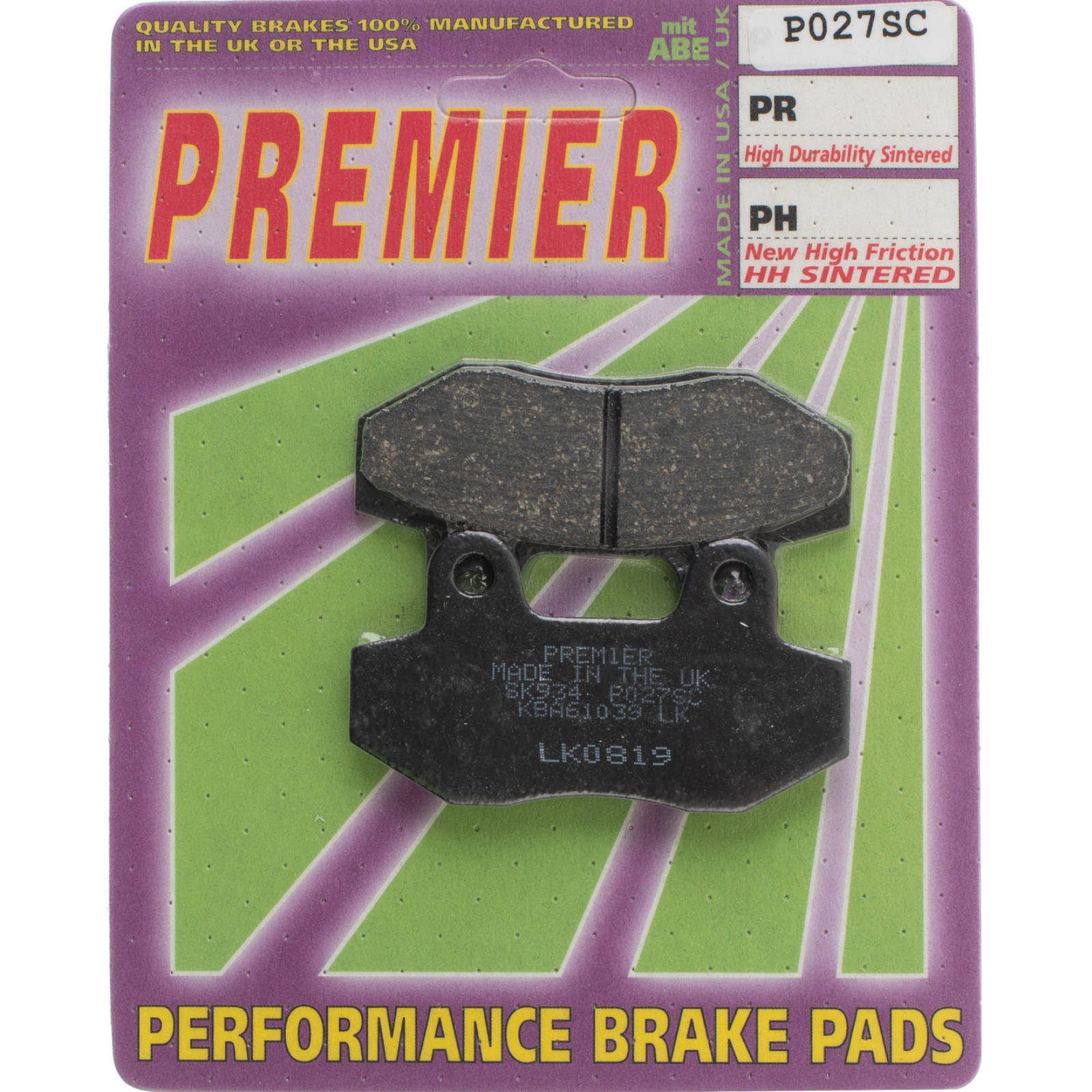 New PREMIER Brake Pads - P Organic Standard #PBP27