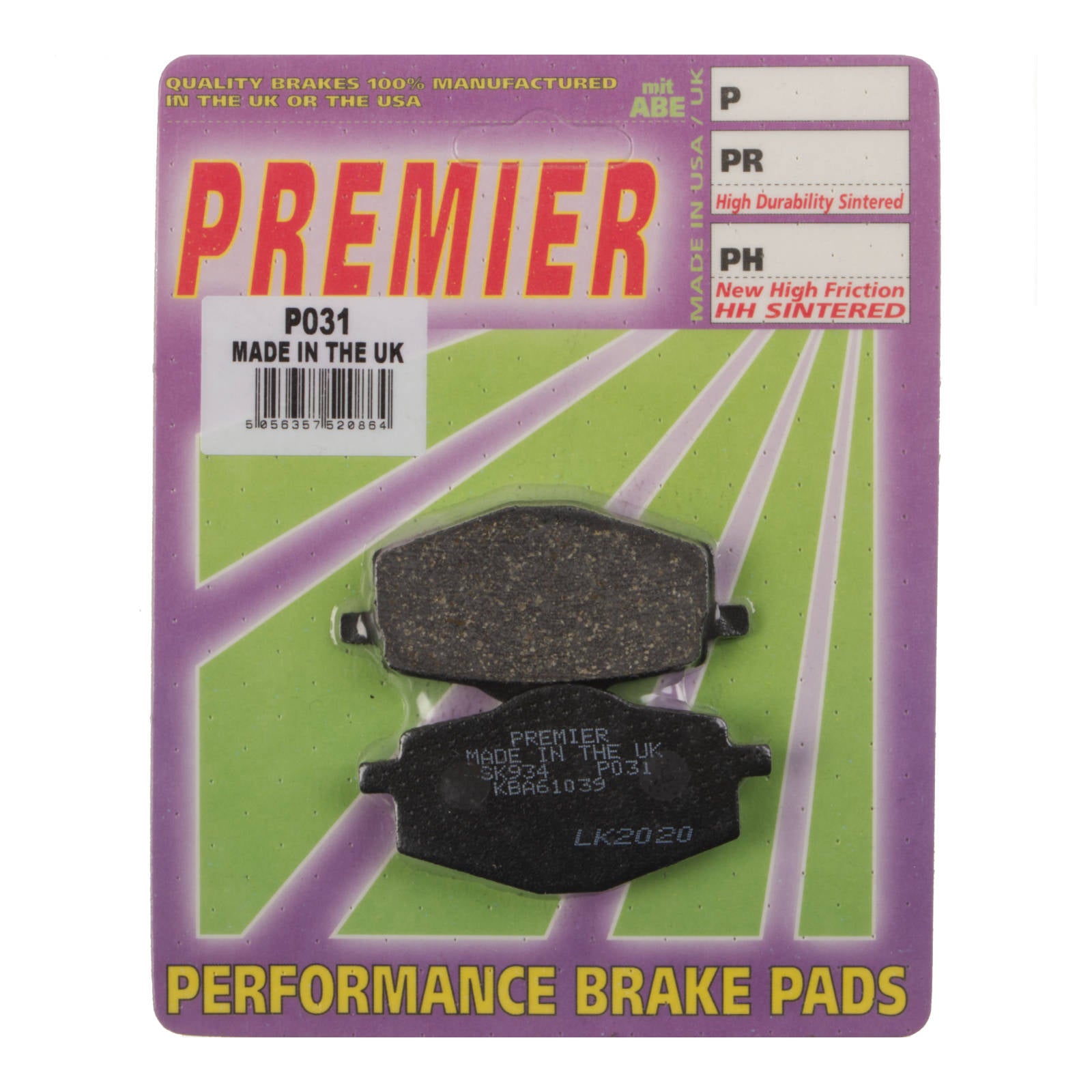 New PREMIER Brake Pads - P Organic Standard #PBP31