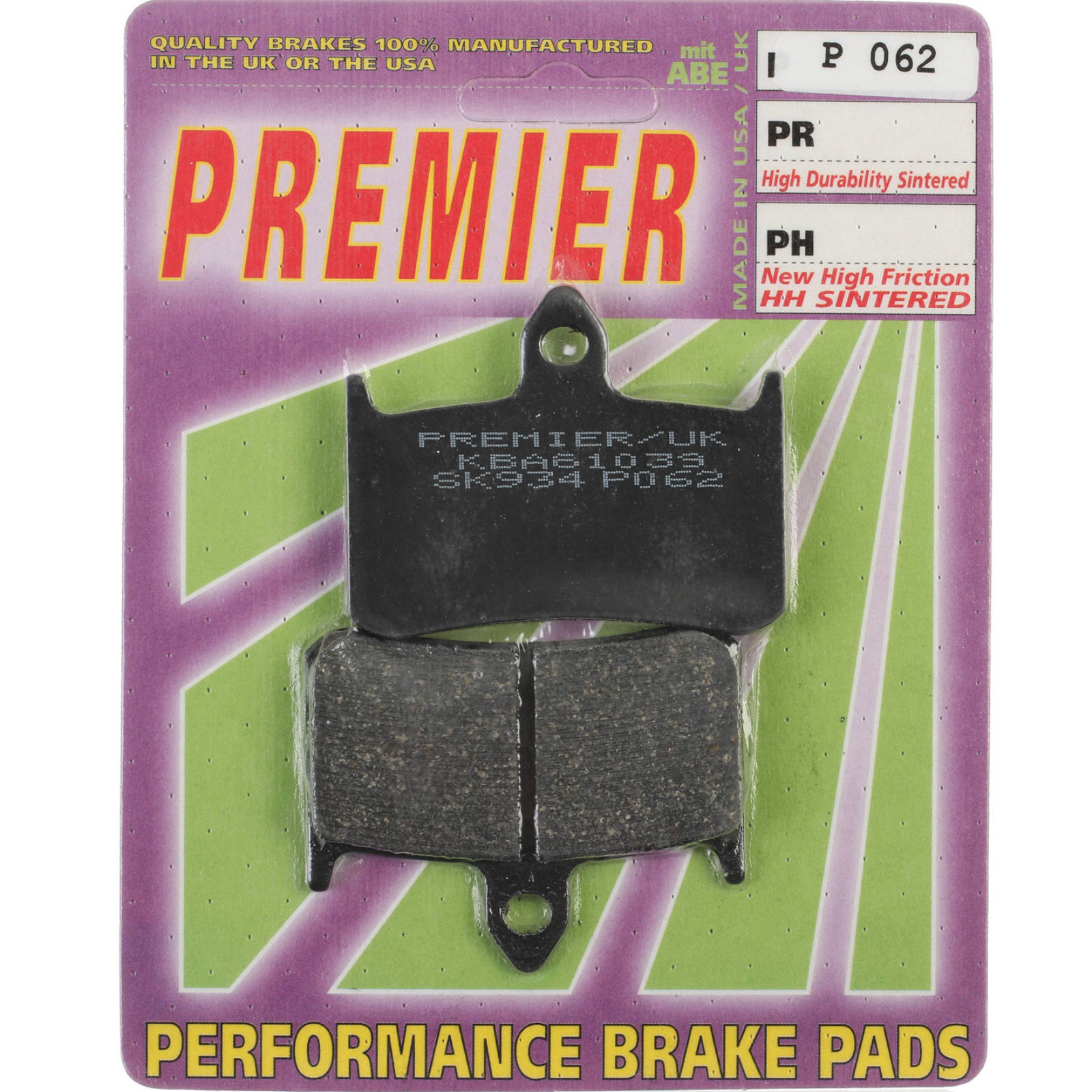 New PREMIER Brake Pads - P Organic Standard #PBP62