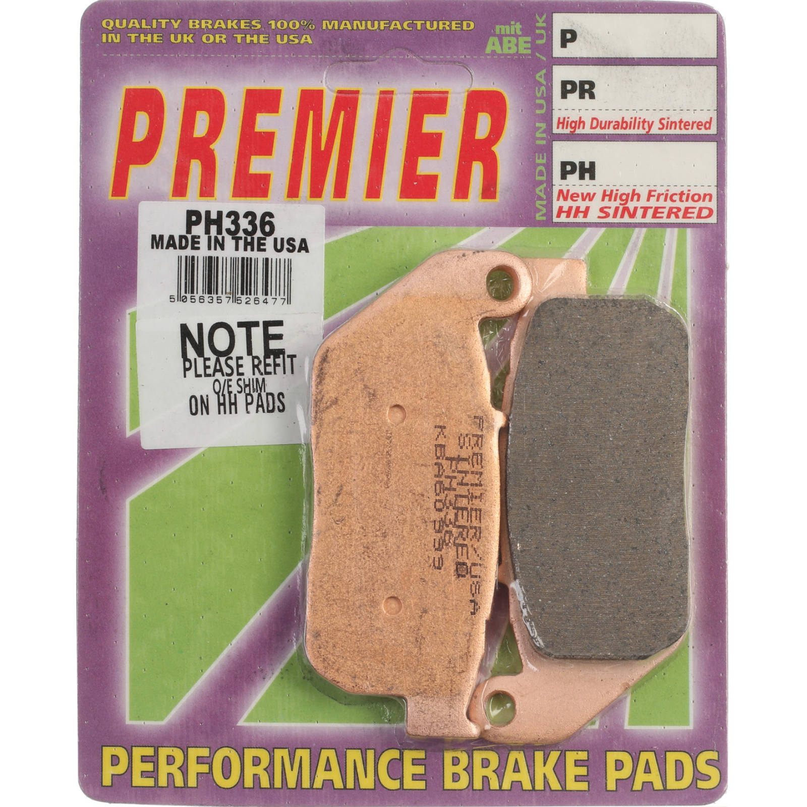 New PREMIER Brake Pad - PH Street Sintered (GF272S3) #PBPH336
