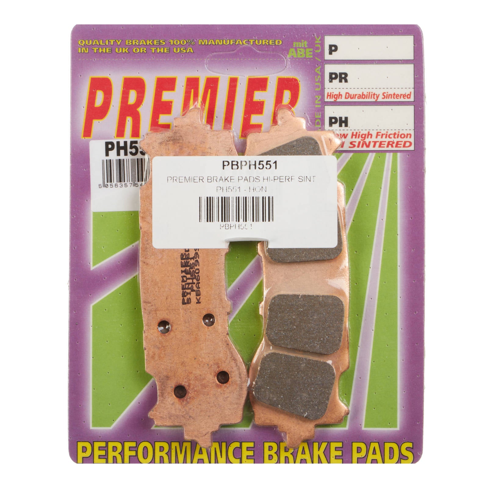 New PREMIER Brake Pads - PH Street Sintered #PBPH551