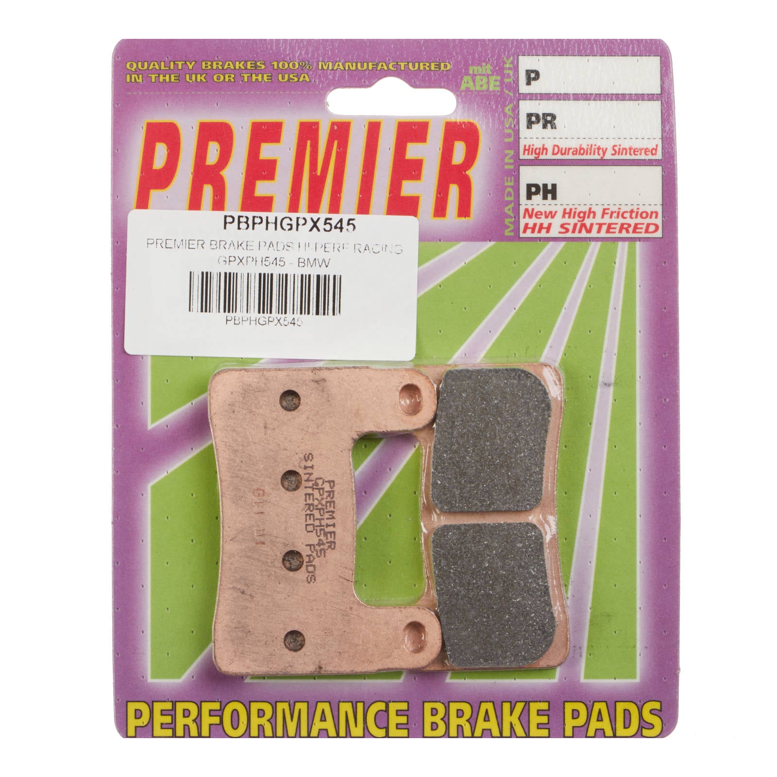 New PREMIER Brake Pads - Gpx-PH Sintered Racing Only #PBPHGPX545