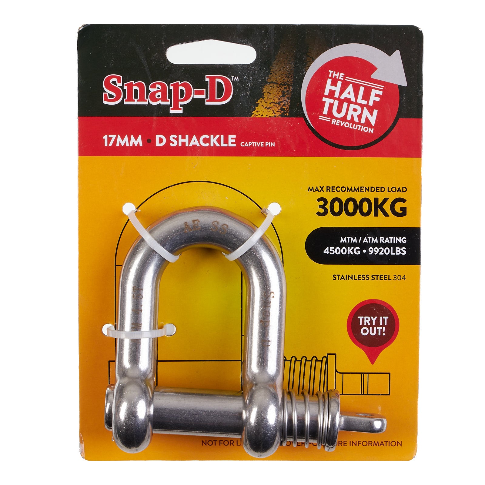 New SNAP-D Stainless Steel D-Shackle - 17mm #SD17DSS