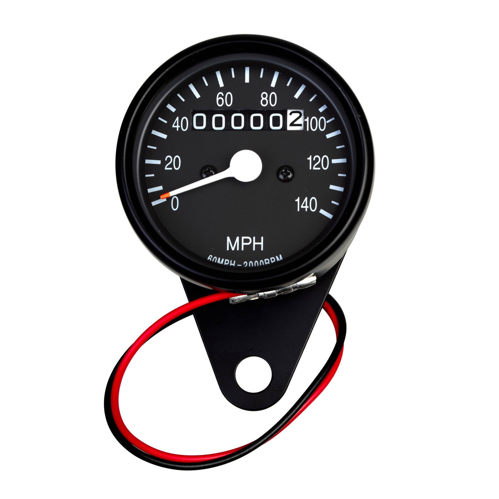 New WHITES Speedo 2In 60Mph-2000Rpm Harley Satin Black #SPD03B