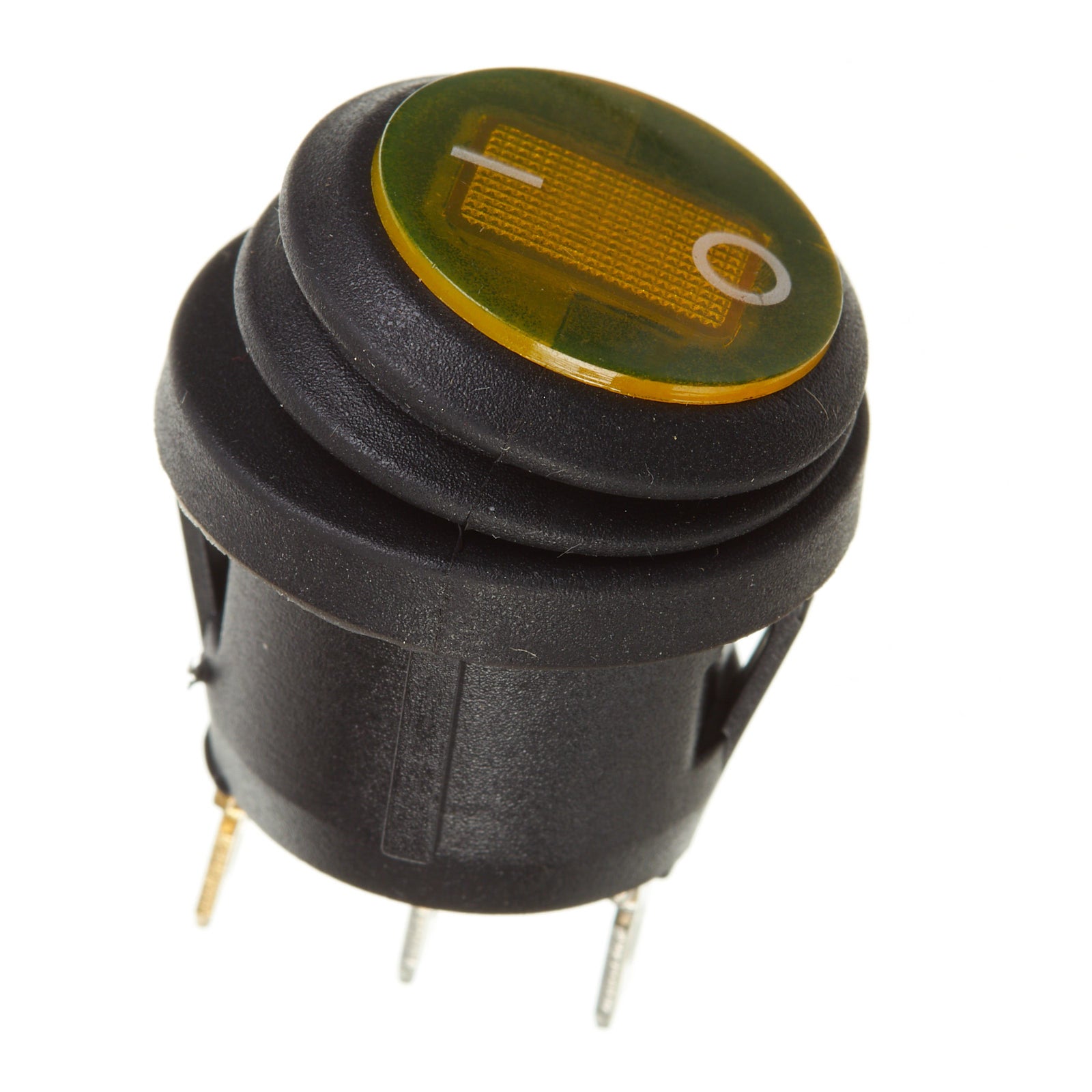 New WHITES 12V Rocker Switch On-Off Yellow Waterproof Round #SWW003
