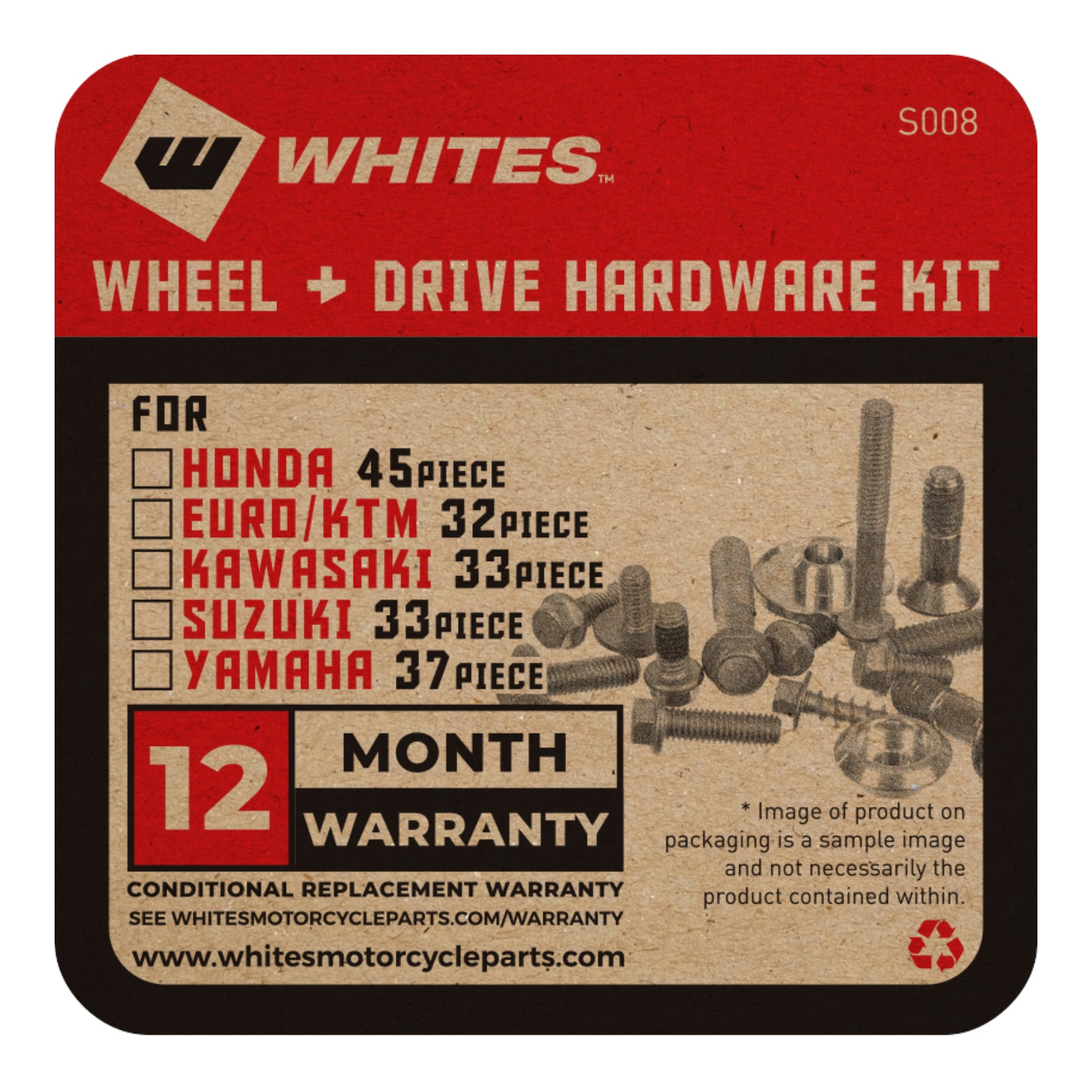 New WHITES Wheel & Drive Hardware Kit For Suzuki 33Pcs #WHWWD004